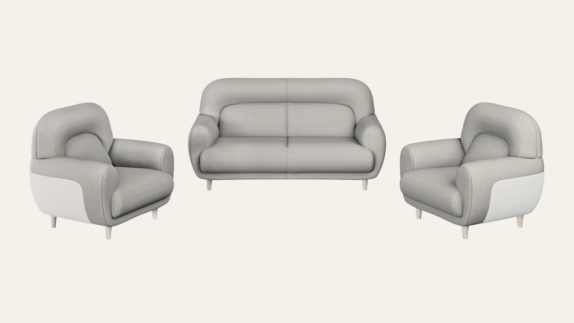 Chubby 5-Seater Fabric Sofa Set (3 Seater + 1 Seater + 1 Seater)