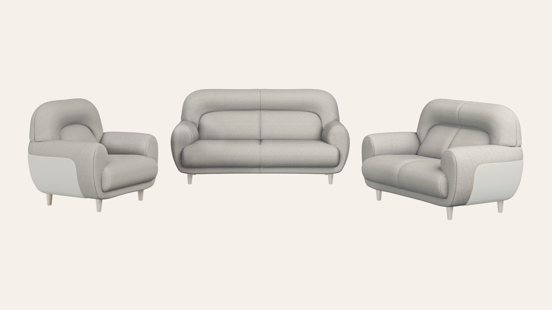 Chubby 6-Seater Fabric Sofa Set (3 Seater + 2 Seater + 1 Seater)