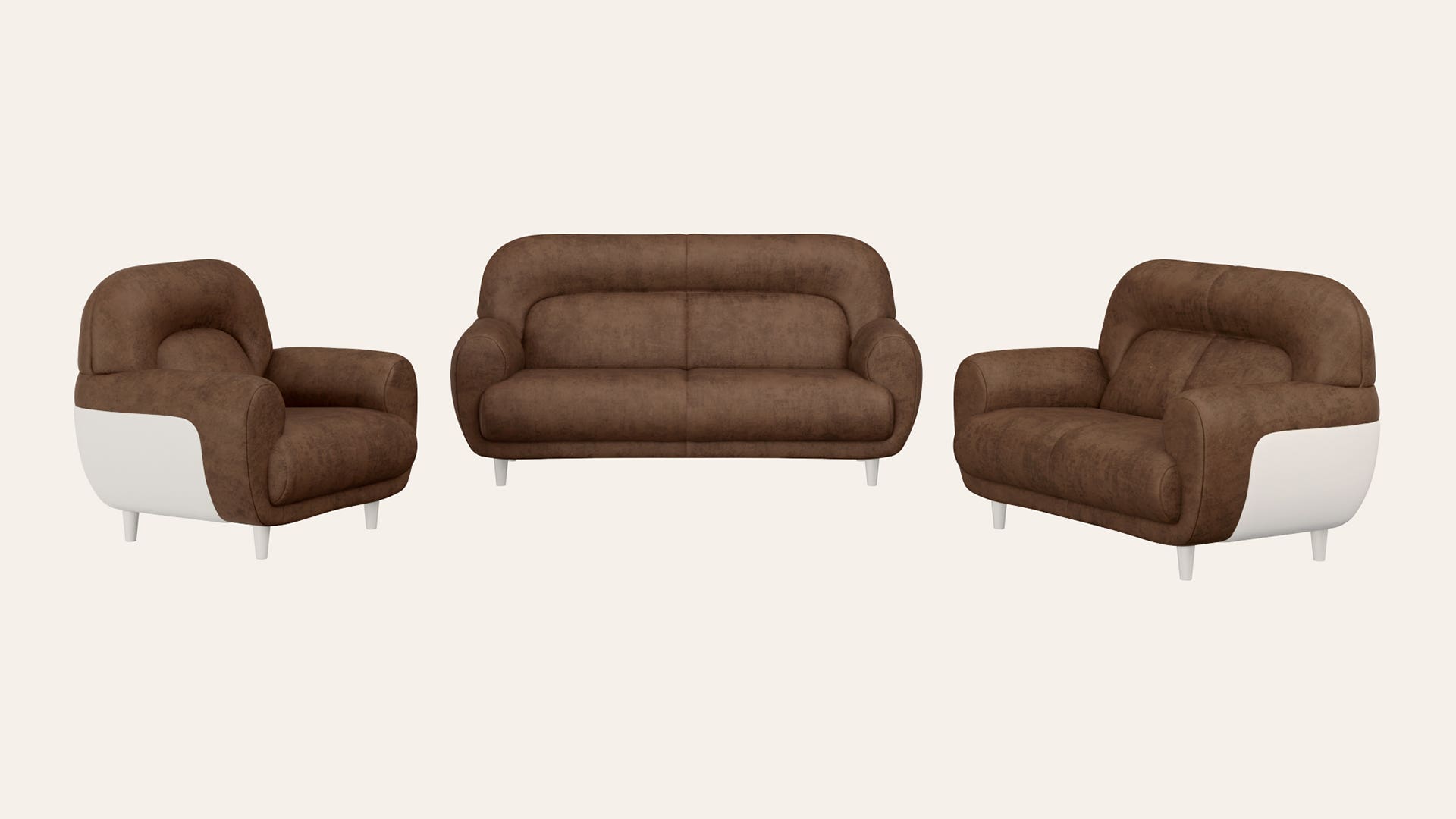 Chubby 6-Seater Fab-Leather Sofa Set (3 Seater + 2 Seater + 1 Seater)