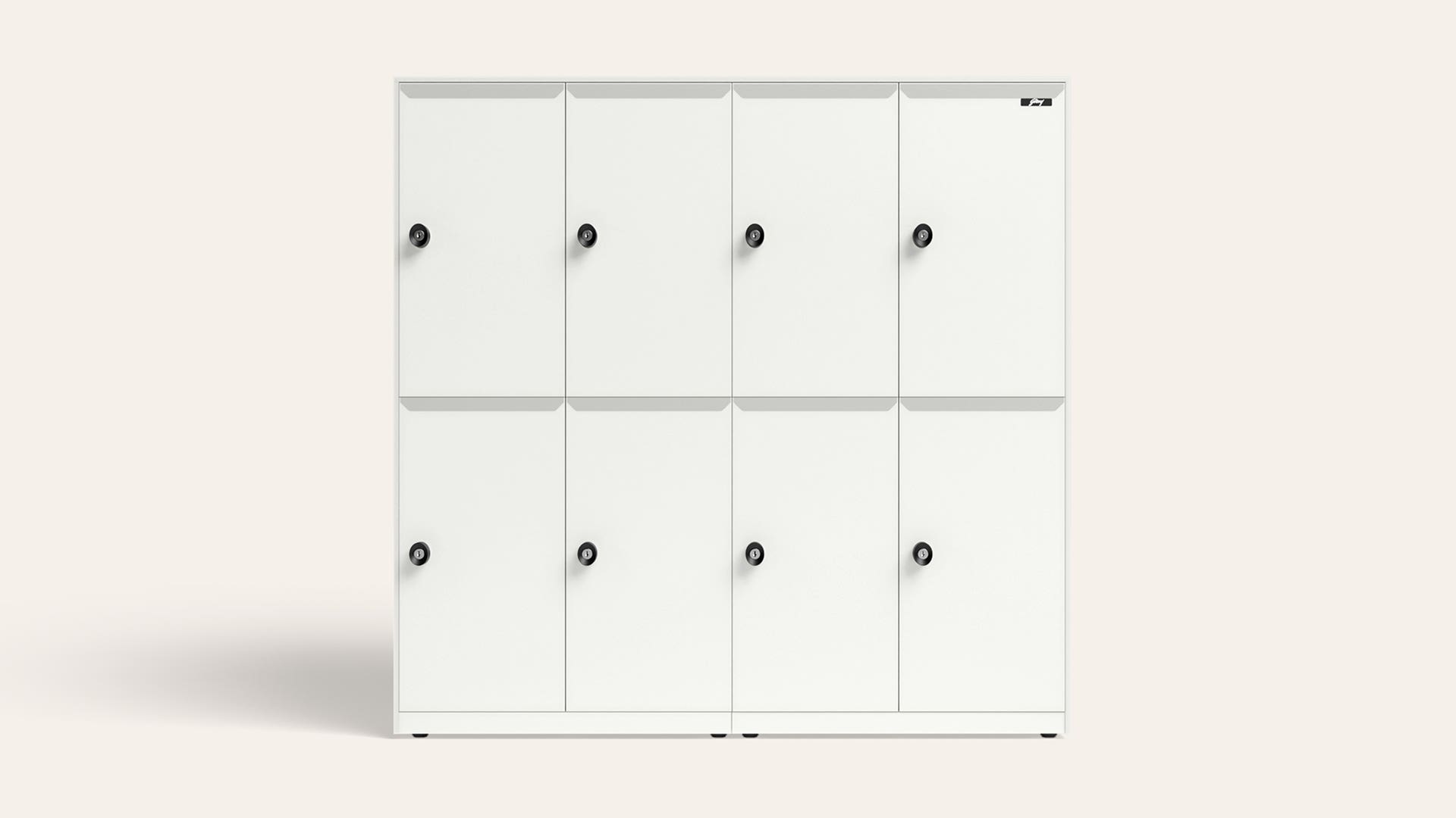 Core 8 Door Low Height Metal Locker Unit with Cam Lock (Sugar White)