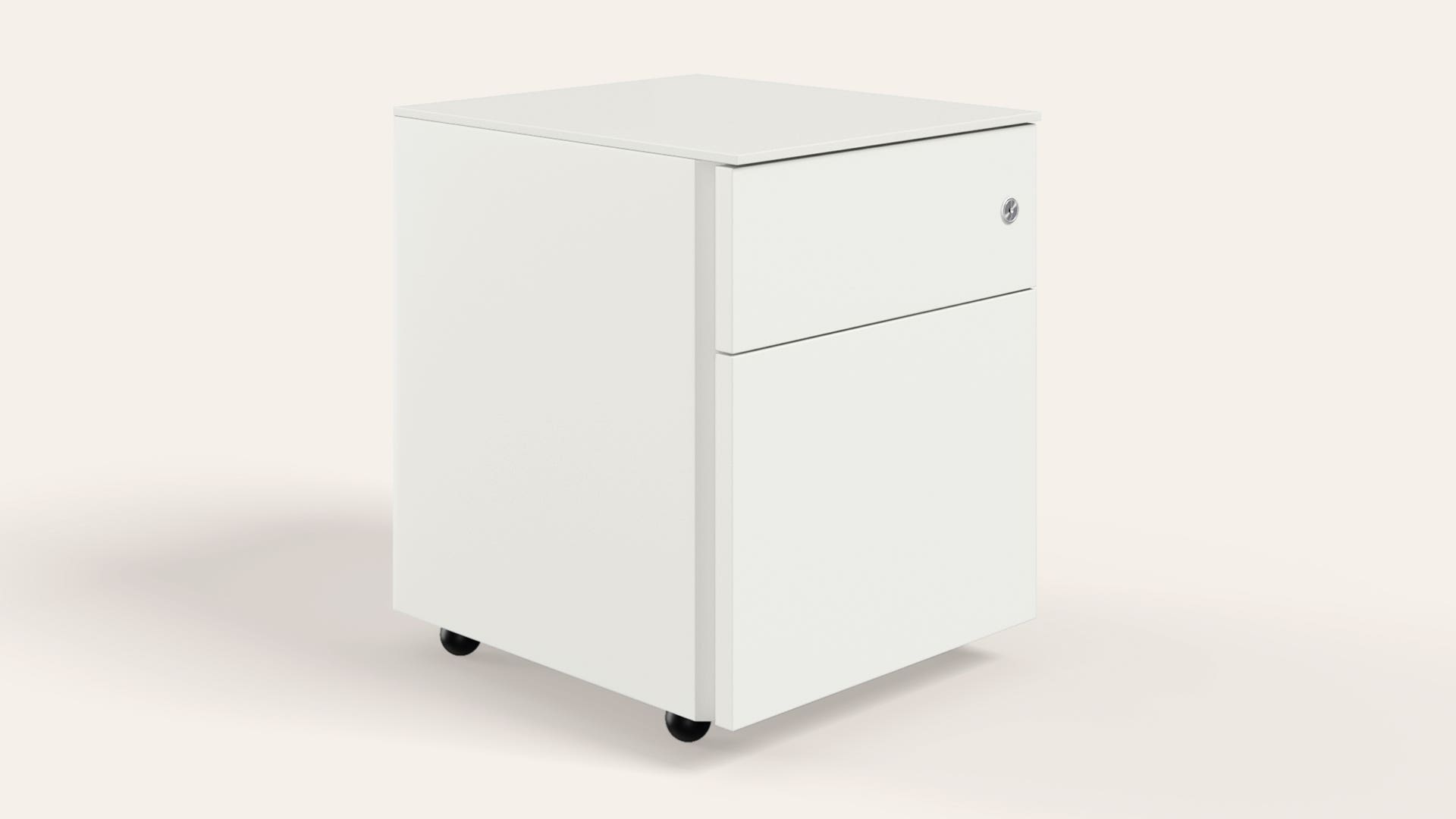 Duo 2 Drawer Metal Desk Storage (Sugar White)