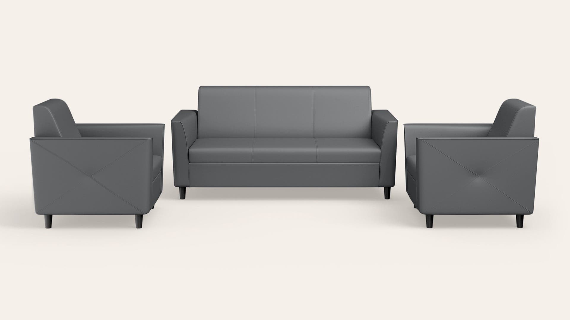 Emperor 5-Seater Synthetic Leather Sofa Set - Nimbus Grey(3 Seater + 1 Seater + 1 Seater)