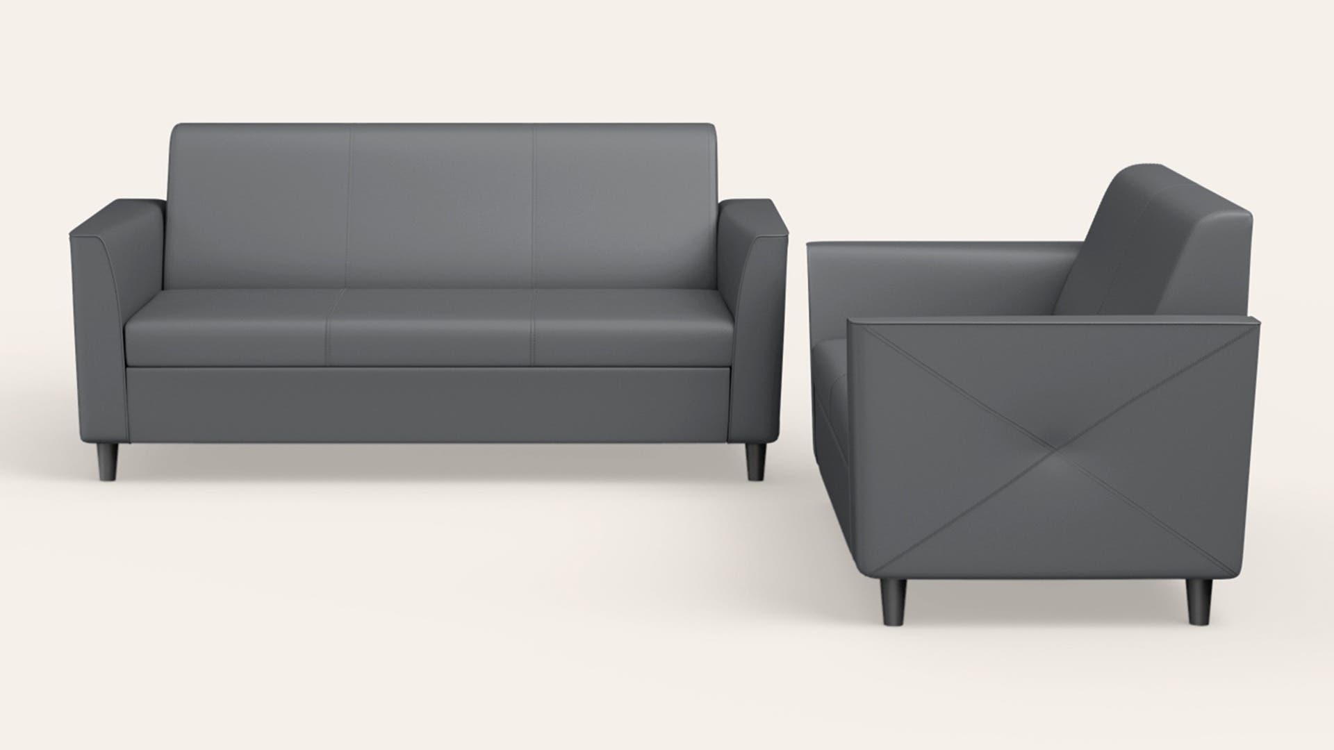 Emperor 5-Seater Synthetic Leather Sofa Set - Nimbus Grey(3 Seater + 2 Seater)