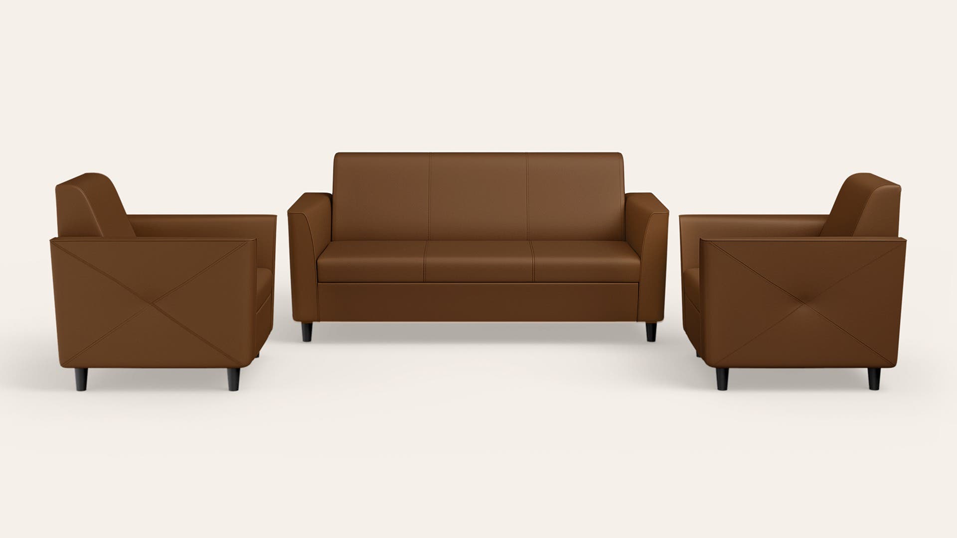 Emperor 5-Seater Leatherette Sofa Set - Toffee(3 Seater + 1 Seater + 1 Seater)