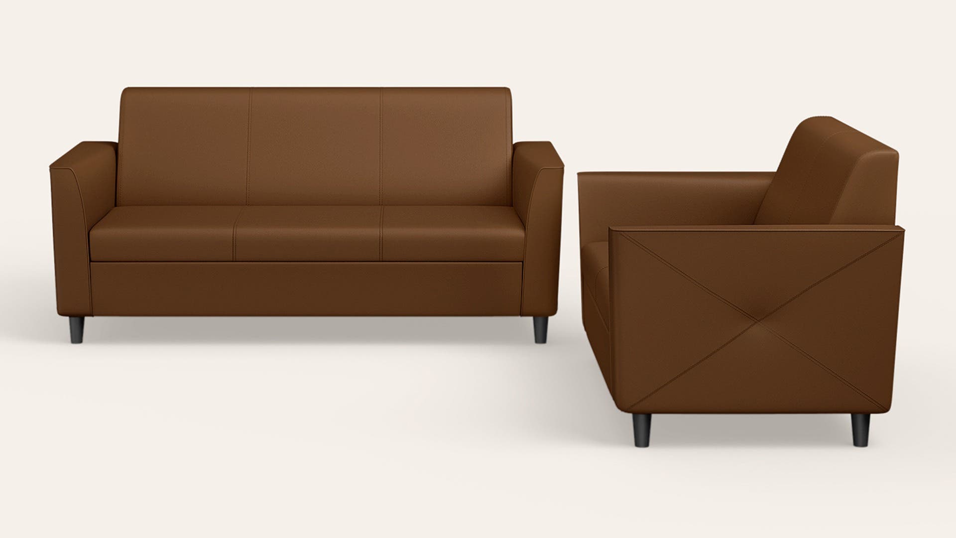 Emperor 5-Seater Leatherette Sofa Set - Toffee(3 Seater + 2 Seater)
