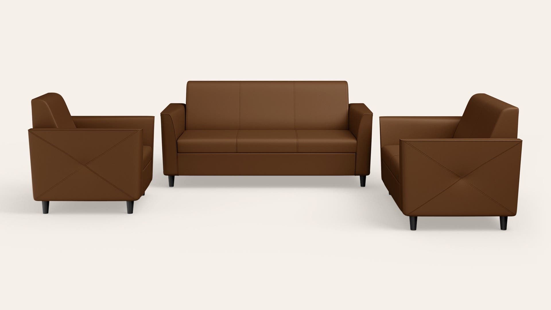 Emperor 6-Seater Leatherette Sofa Set - Toffee(3 Seater + 2 Seater + 1 Seater)