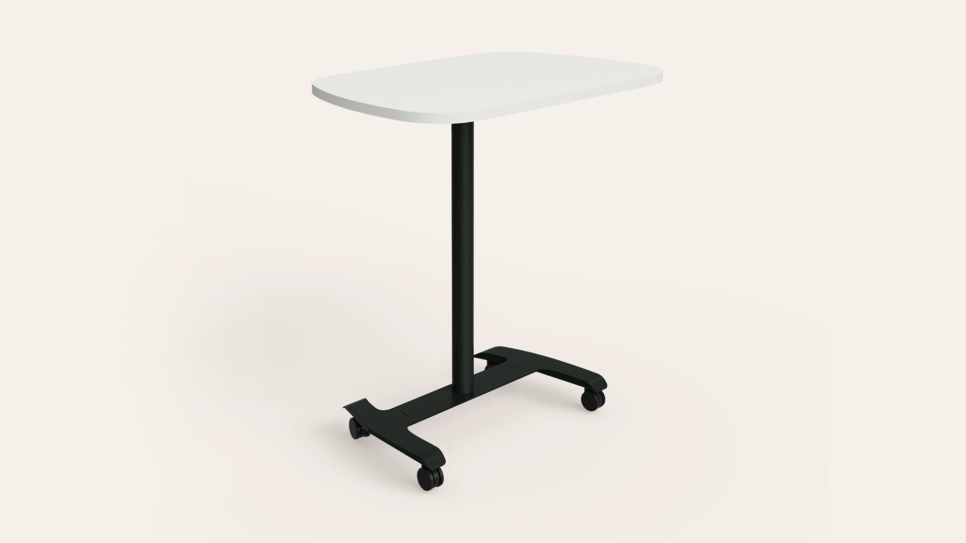 Float Manual Height Adjustable Table - 800 X 450 (Sugar White Top, Black Ink Leg)