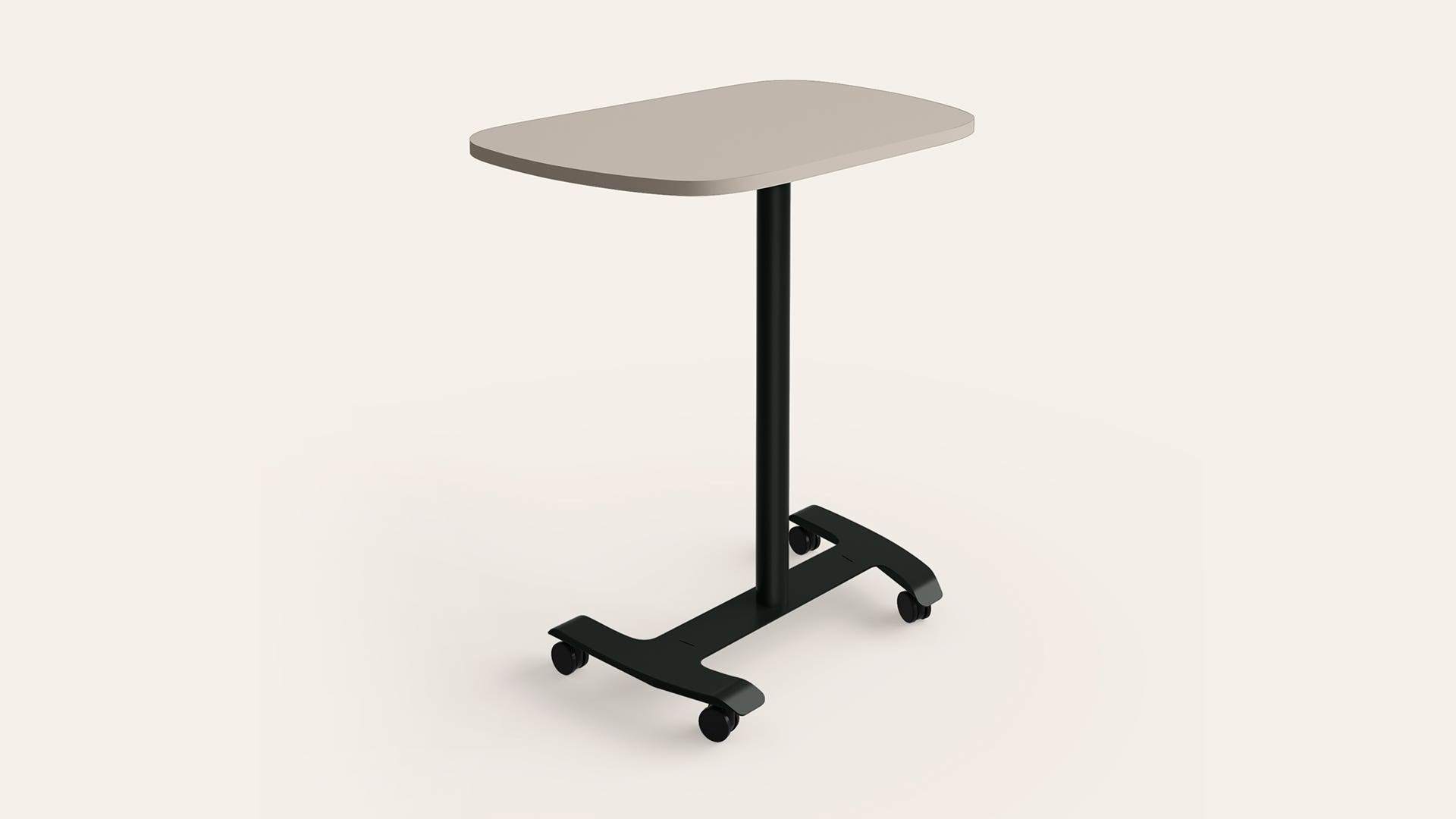 Float Manual Height Adjustable Table - 800 X 450 (Warm Grey Top, Black Ink Leg)
