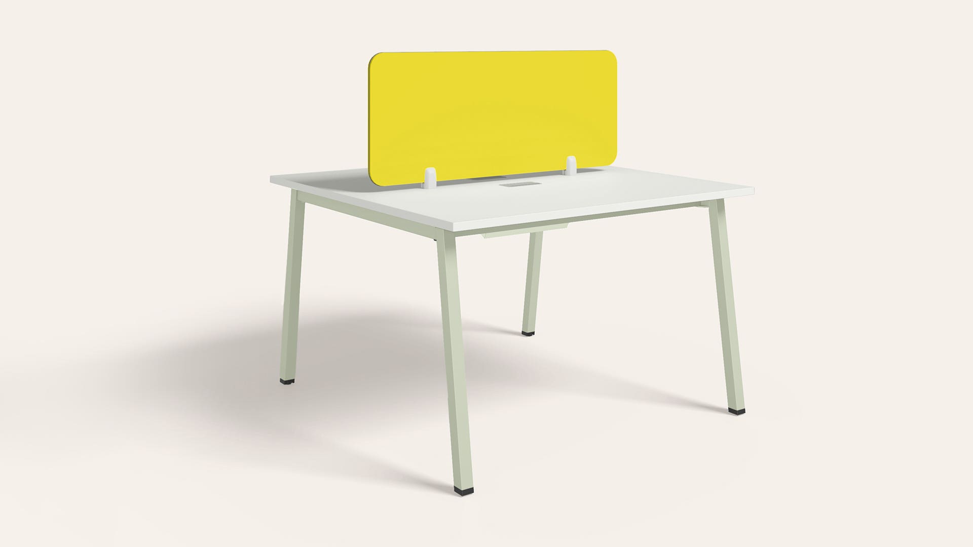 Flow Double Workdesk with Screen - 1200 X 1200 (Sugar White Top, Gargoyle Legs)