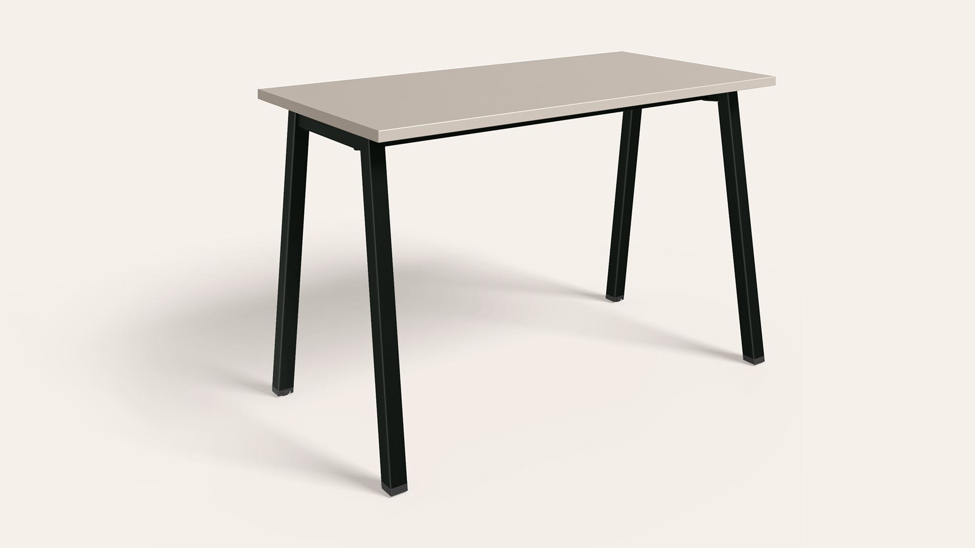 Flow Single Workdesk - 1200 X 600 (Warm Grey Top, Black Ink Legs)