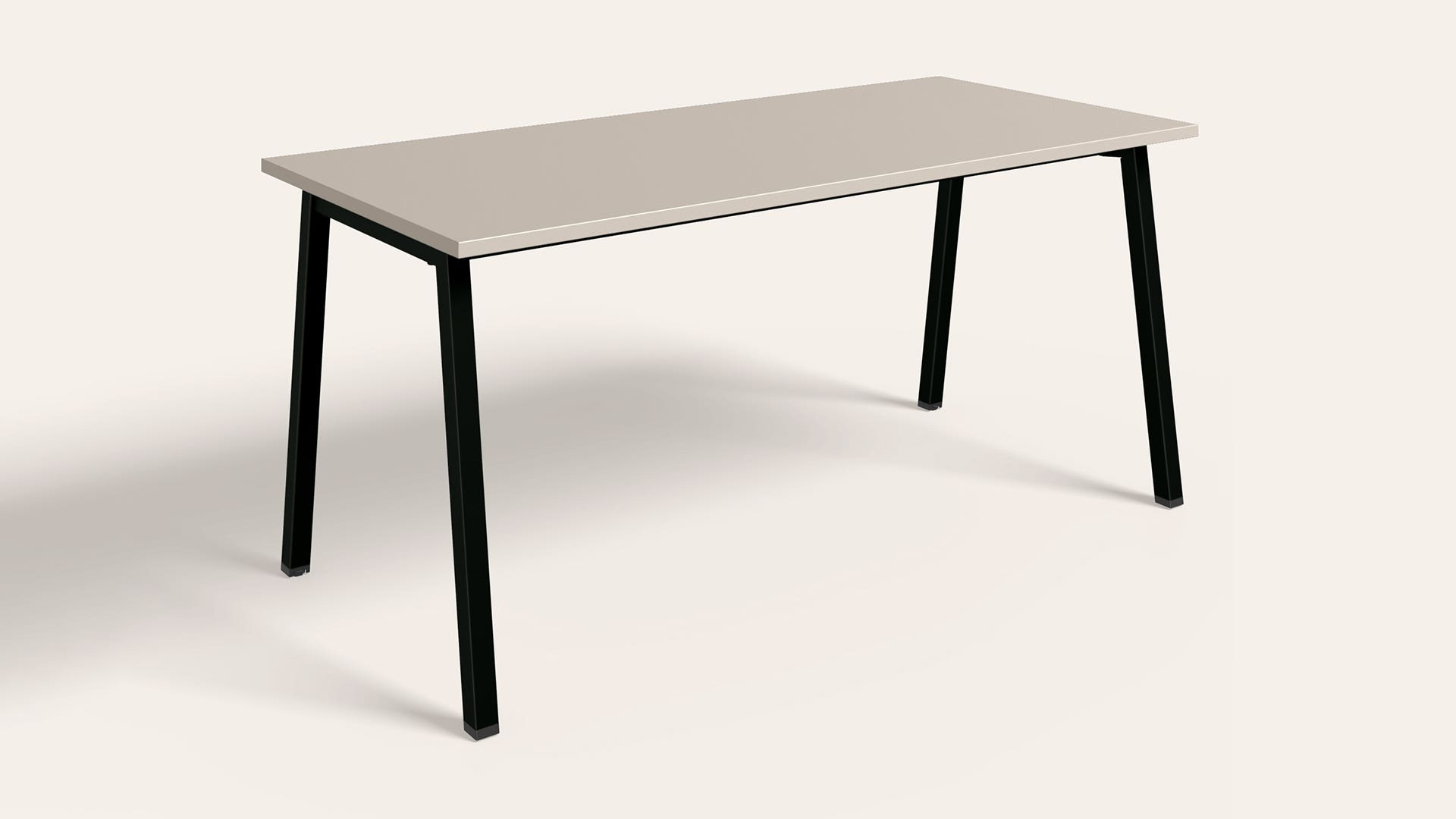Flow Single Sided Workdesk - 1650 X 750 (Warm Grey Top with Black Ink Legs)