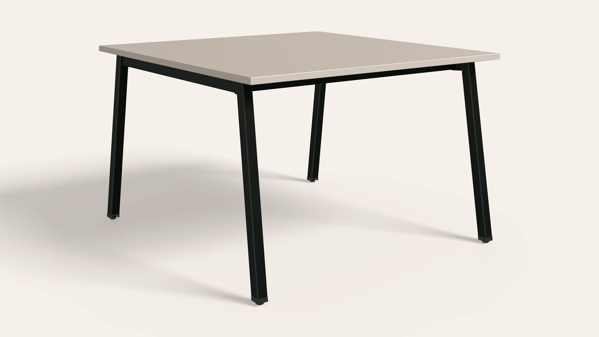 Flow Double Sided Workdesk - 1200 X 1200 (Warm Grey Top with Black Ink Legs)