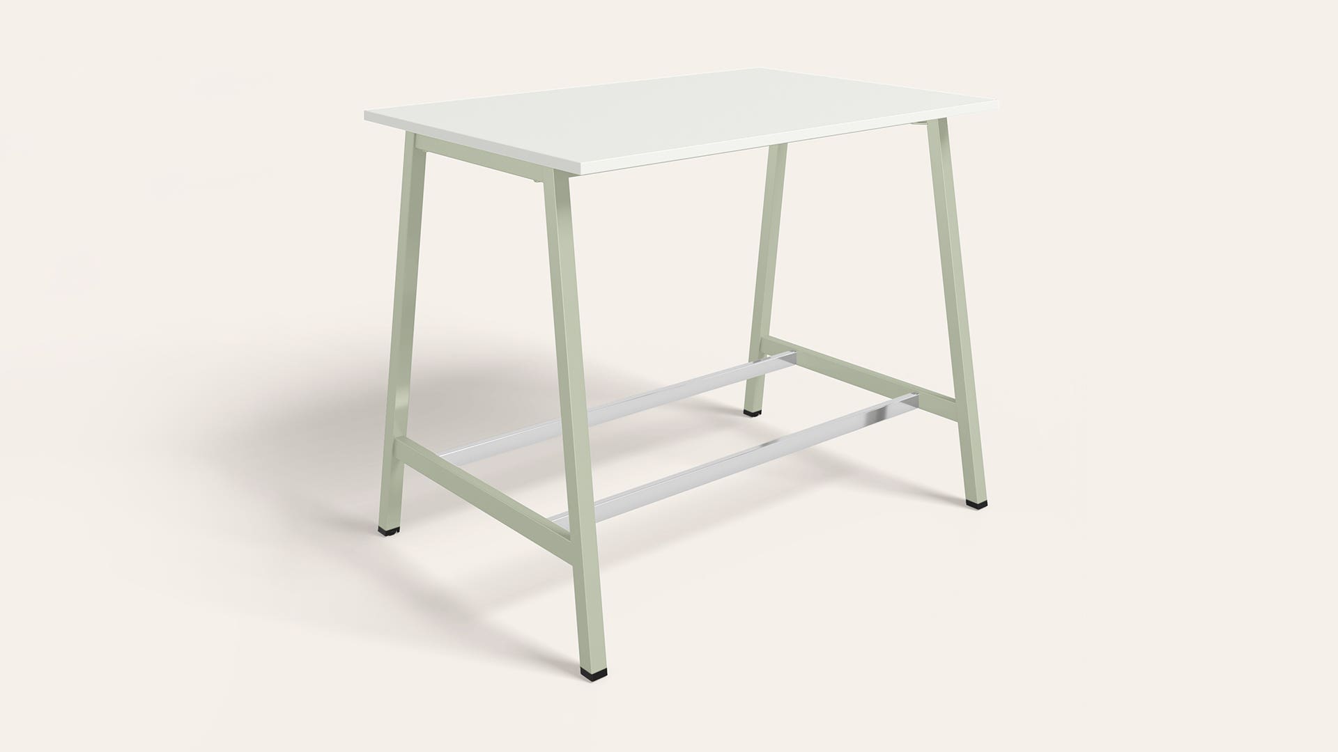 Flow High Table Standing Workdesk - 1350 X 900 (Sugar White Top with Gargoyle Legs)