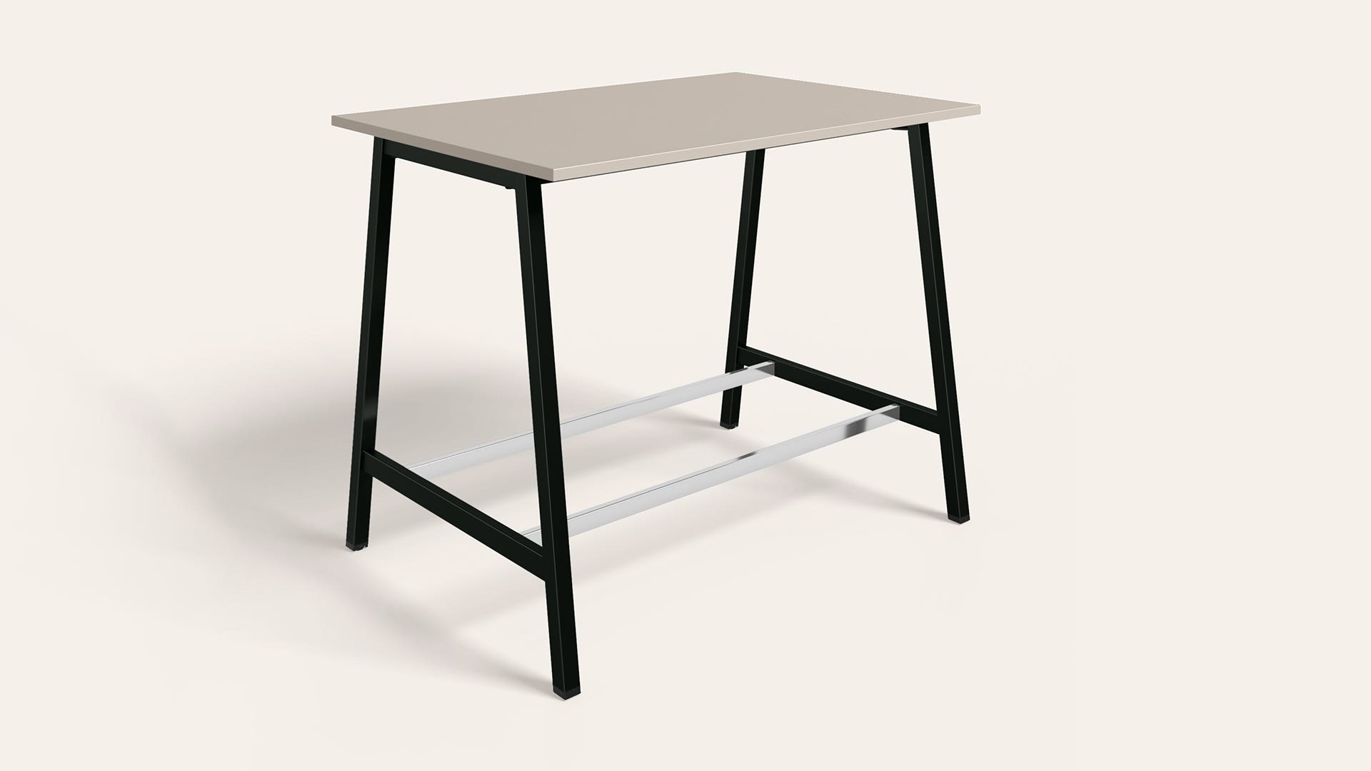 Flow High Table Standing Workdesk - 1350 X 900 (Warm Grey Top with Black Ink Legs)