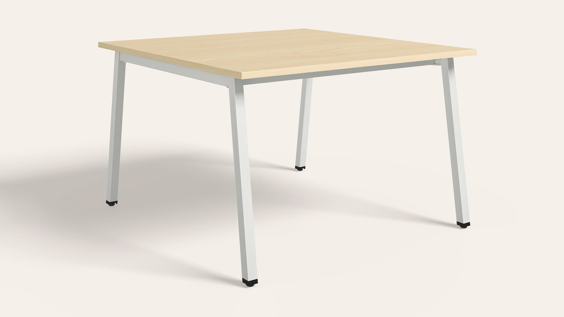 Flow Double Sided Workdesk - 1200 X 1200 (Douglus Pine Top with White Legs)