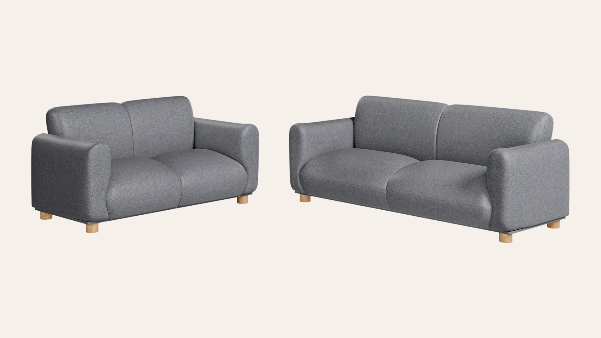 Fluffy 5-Seater Fabric Sofa Set (3 Seater + 2 Seater)