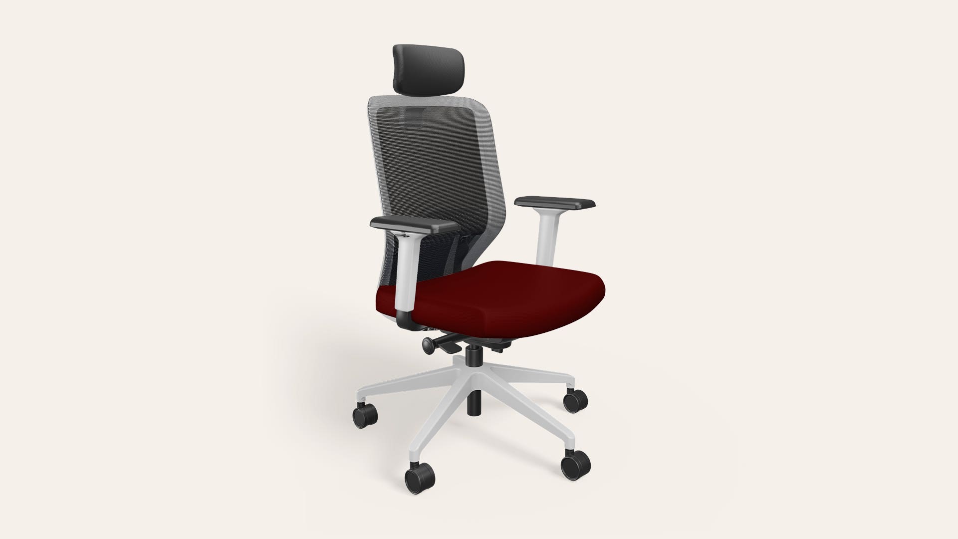 Greta 2.0 High Back Fabric Ergonomic Office Chair (Milan Red with White Body)