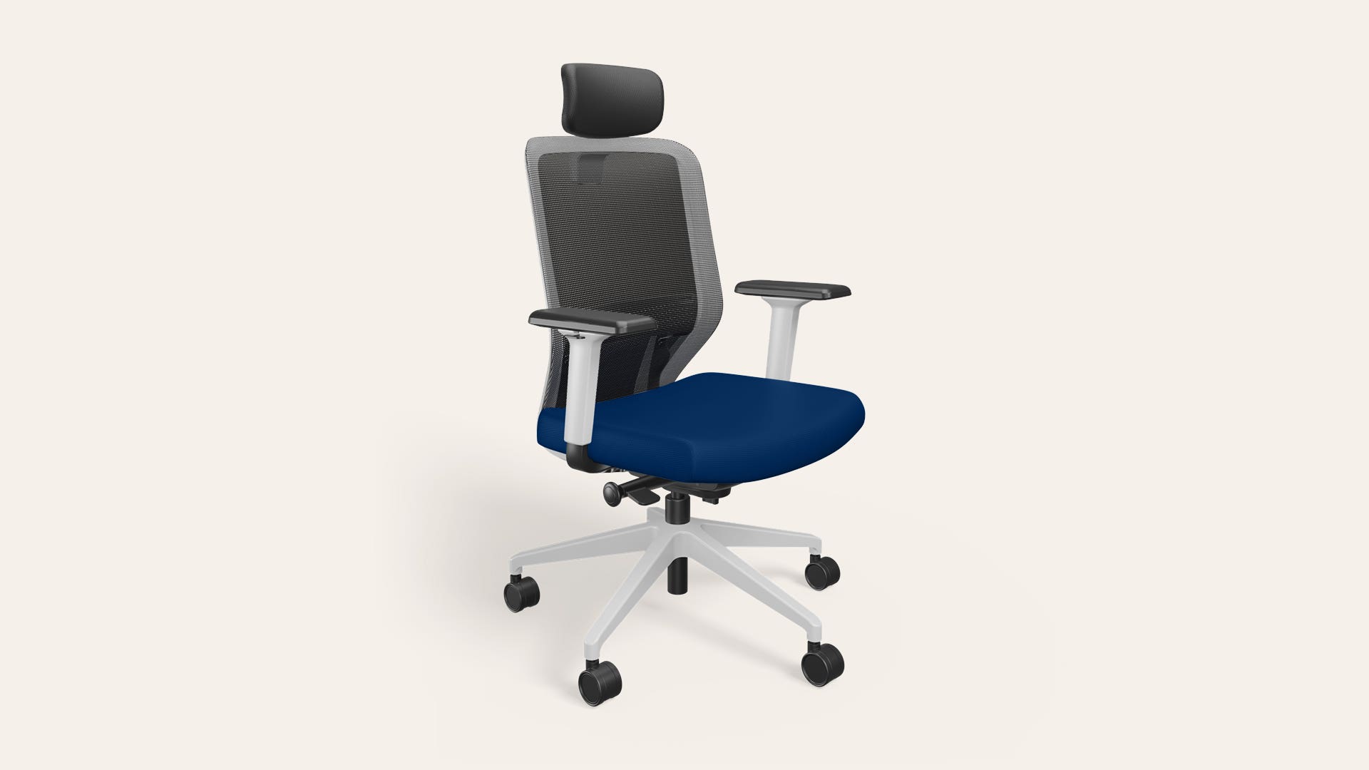 Greta 2.0 High Back Fabric Ergonomic Office Chair (Royal Blue with White Body)