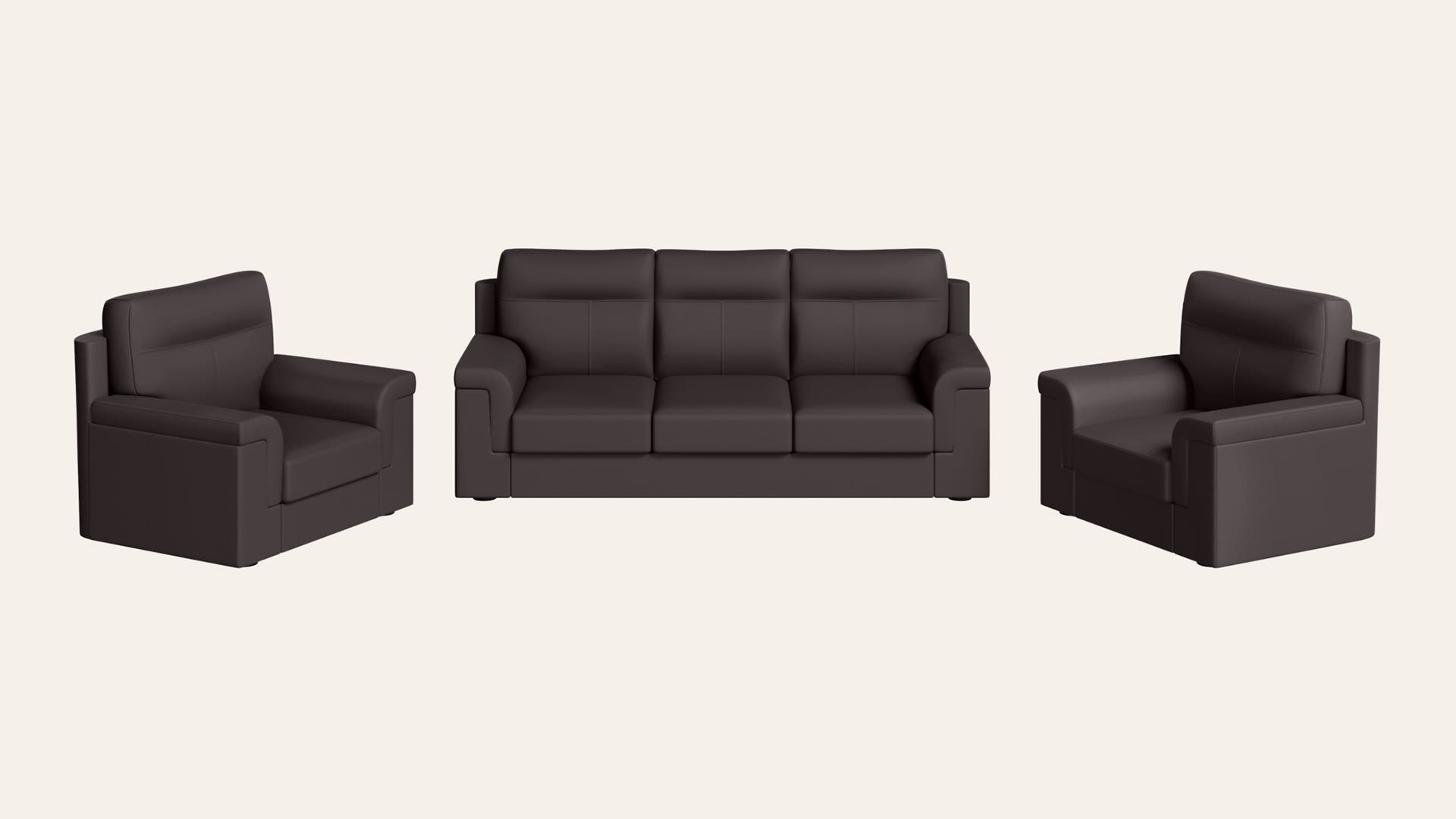 Greta 5-Seater Synthetic Leather Sofa Set (3 Seater + 1 Seater + 1 Seater)