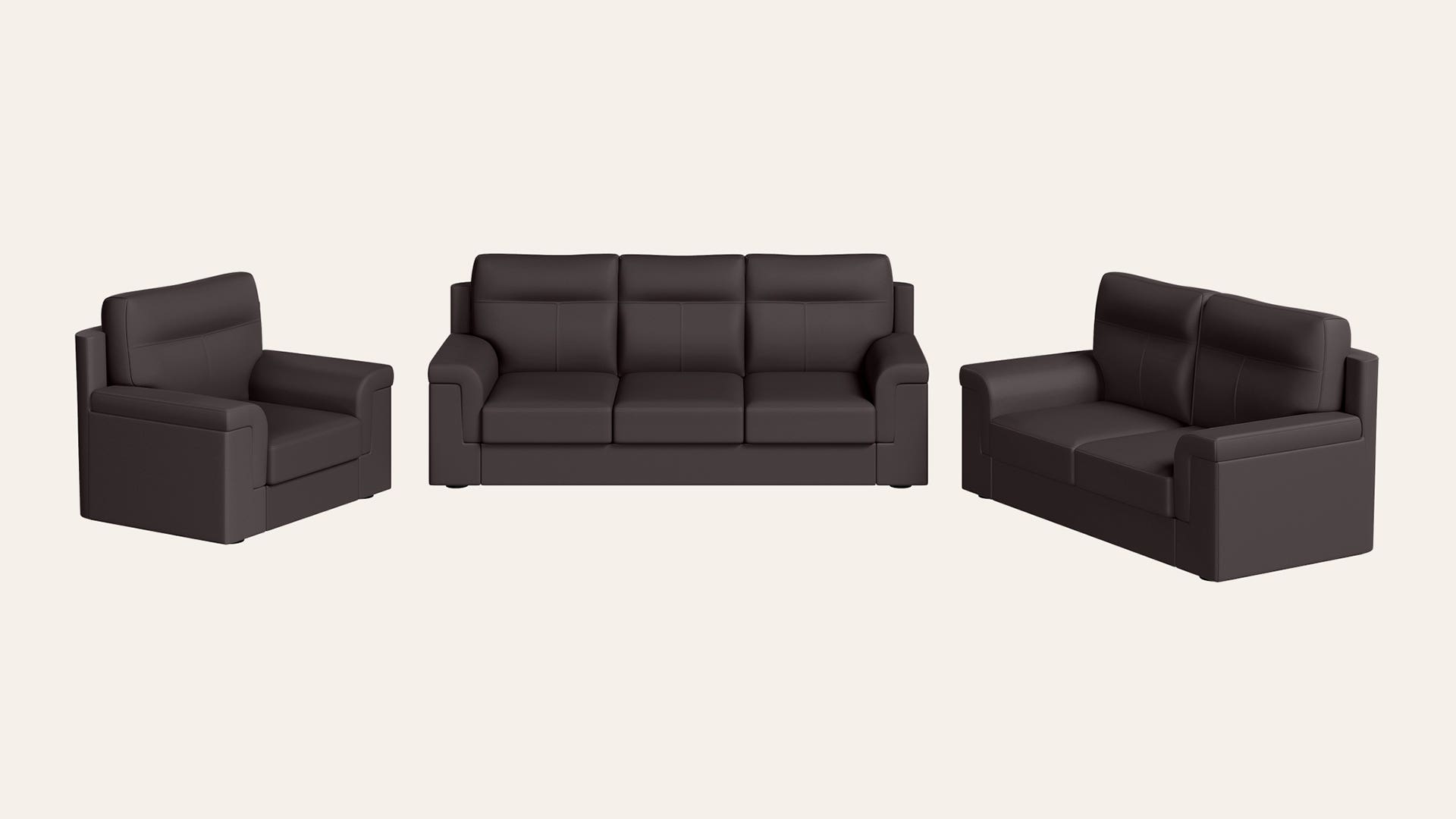 Greta 6-Seater Synthetic Leather Sofa Set (3 Seater + 2 Seater + 1 Seater)