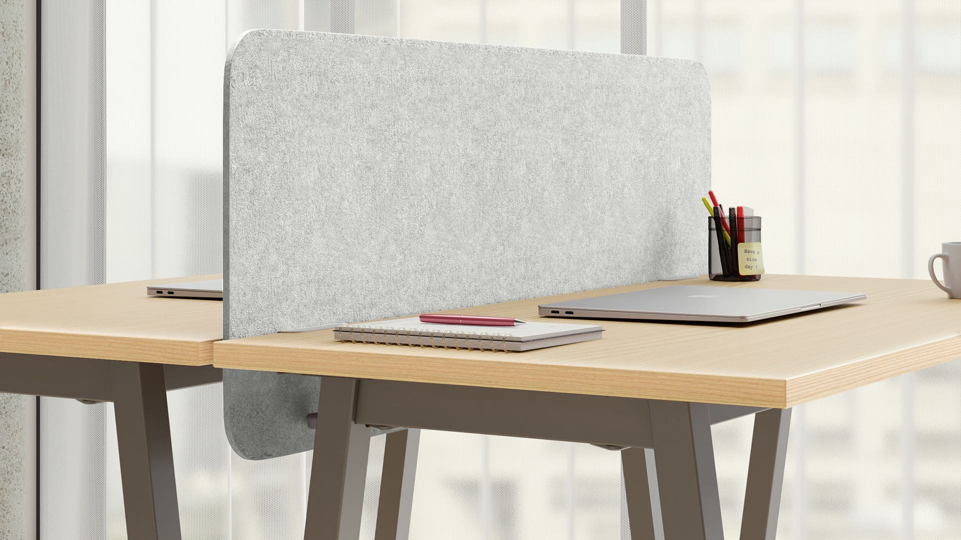 Hush Edge Mounted Privacy Screen - 1100 X 450 (Warm Grey)