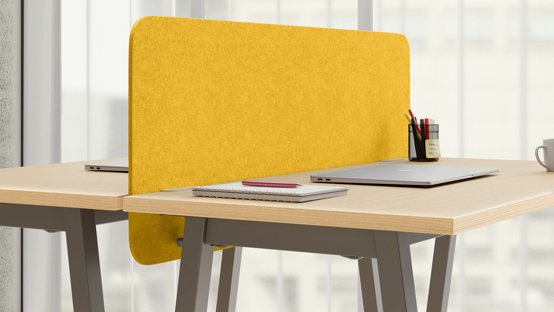 Hush Edge Mounted Privacy Screen - 1100 X 450 (Bright Yellow)