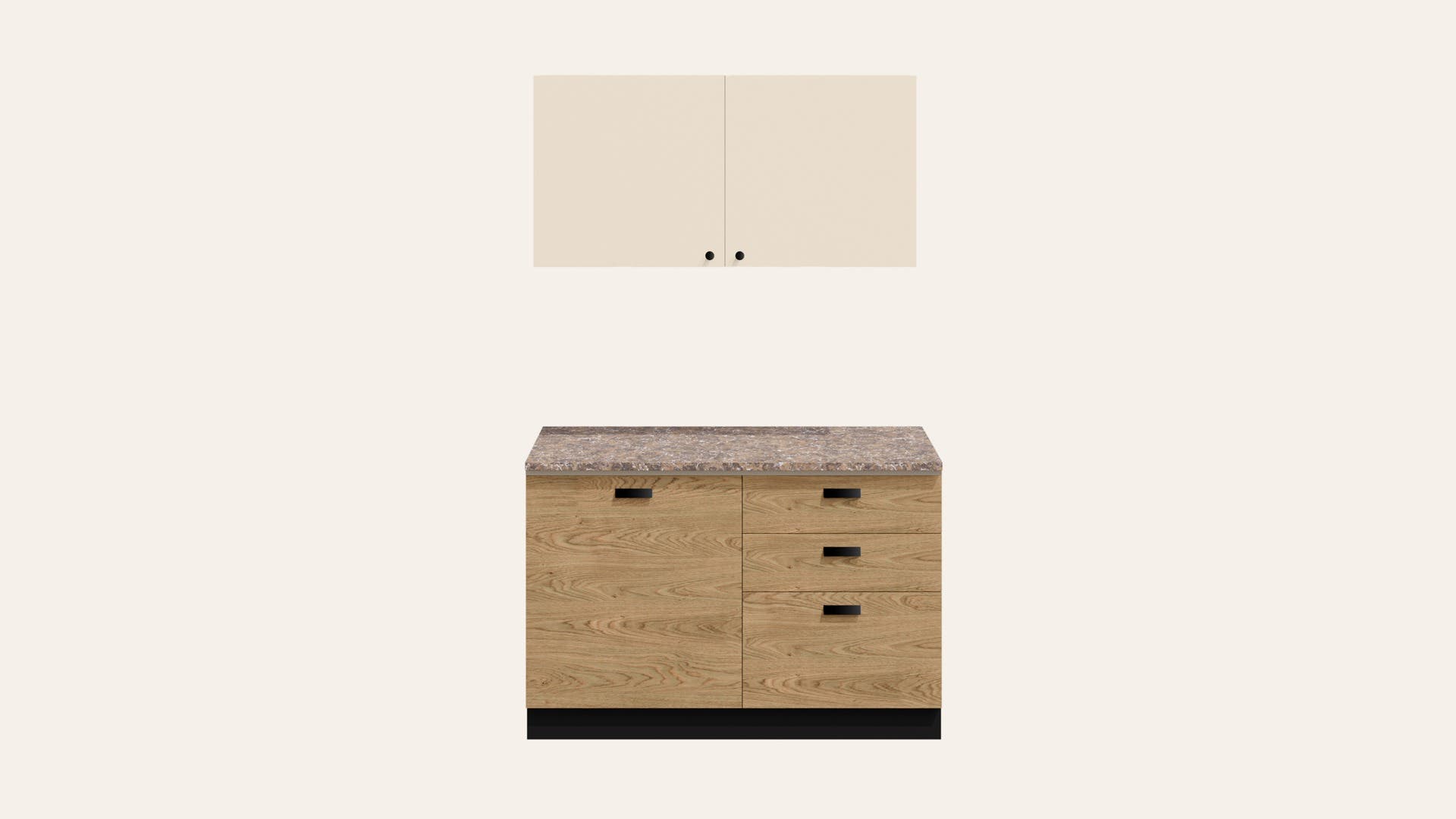 Modular Kitchen Add-On Set with Countertop, Cabinets and Pull-out Drawers