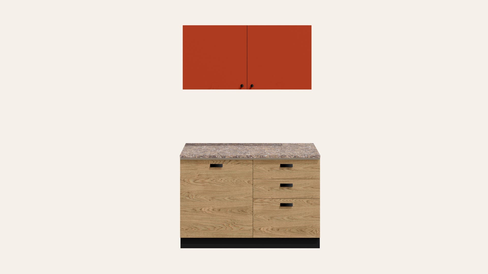 Modular Kitchen Add-On Set with Countertop, Cabinets and Pull-out Drawers