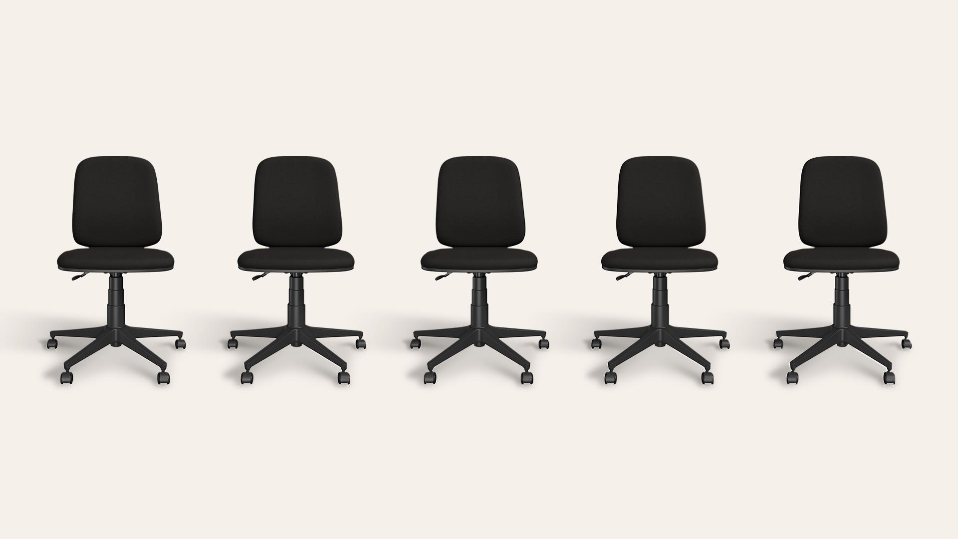 Learn Fabric Adjustable Height Revolving Study Chair Set (Black, Set of 5)