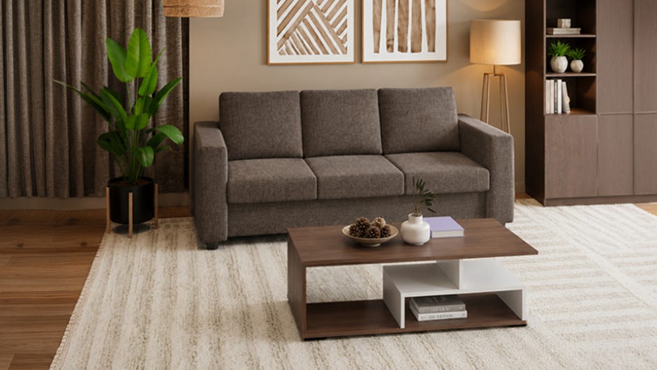 Magnate 3-Seater Fabric Sofa Set for Living Room (Sofa and Ewa Coffee Table)