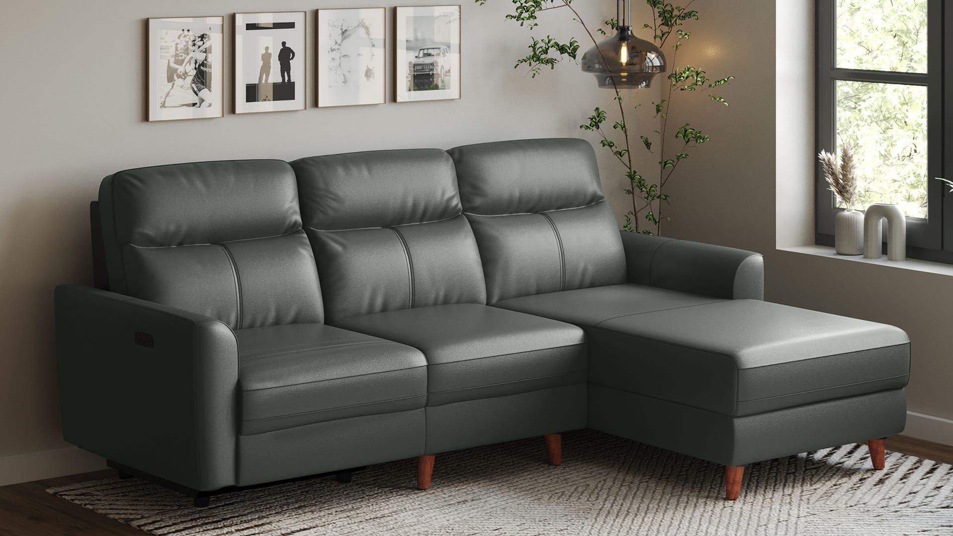Missouri L-Shape Leather Motorised Recliner Sofa