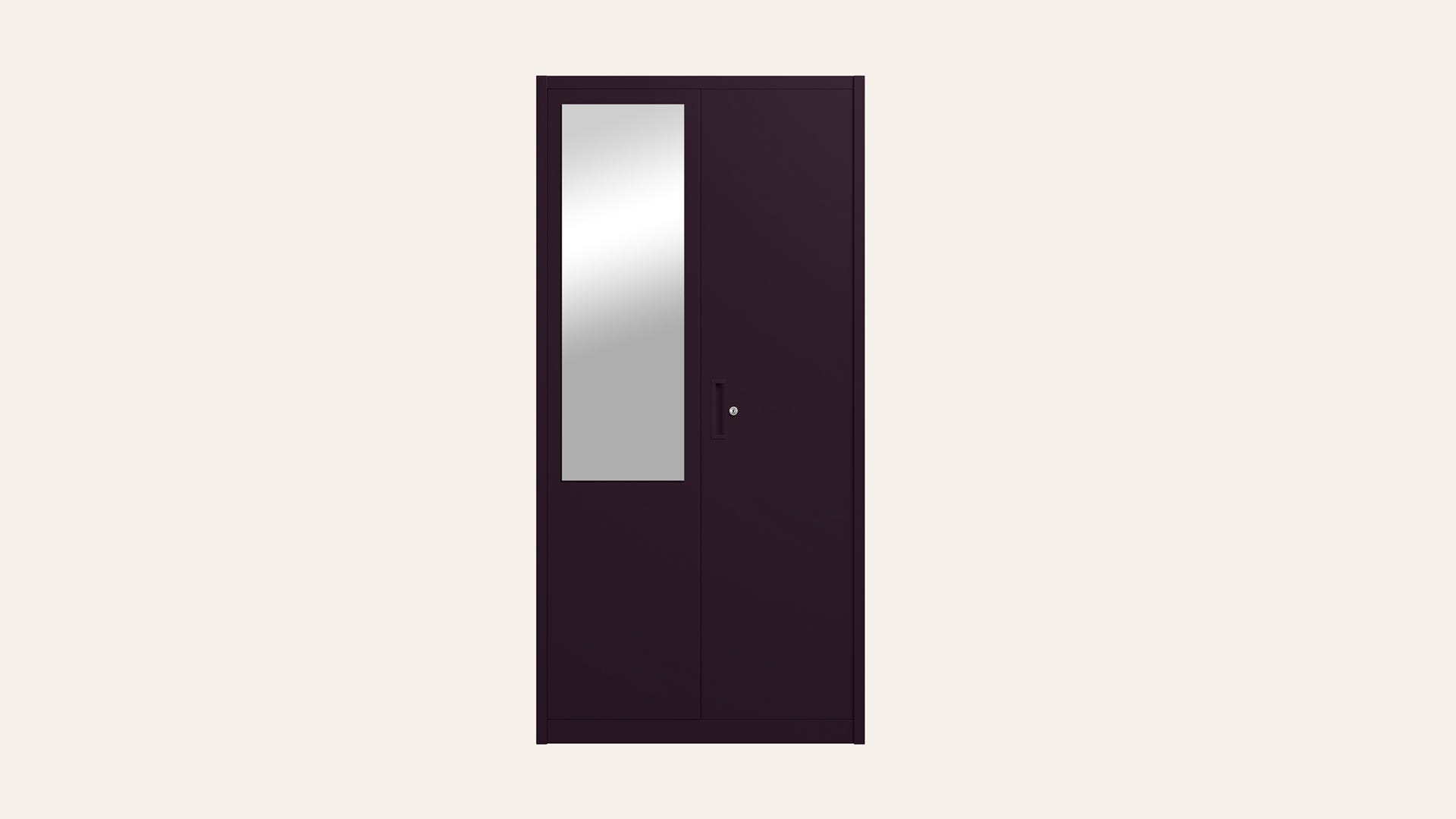 Orane 2-Door Steel Almirah/Wardrobe with Mirror (Textured Shellwine Red)