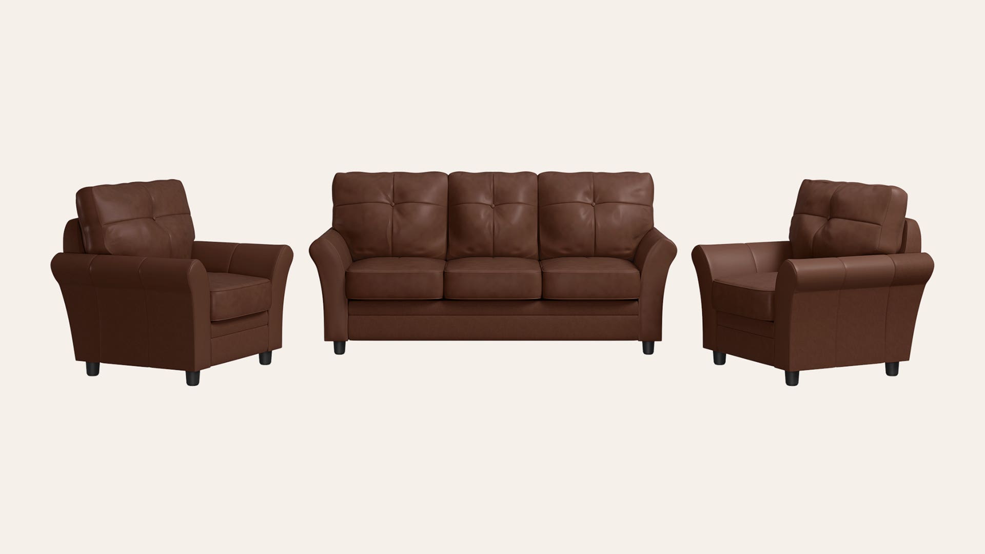 Orlando Plus 5-Seater Leather Sofa Set (3 Seater + 1 Seater + 1 Seater)