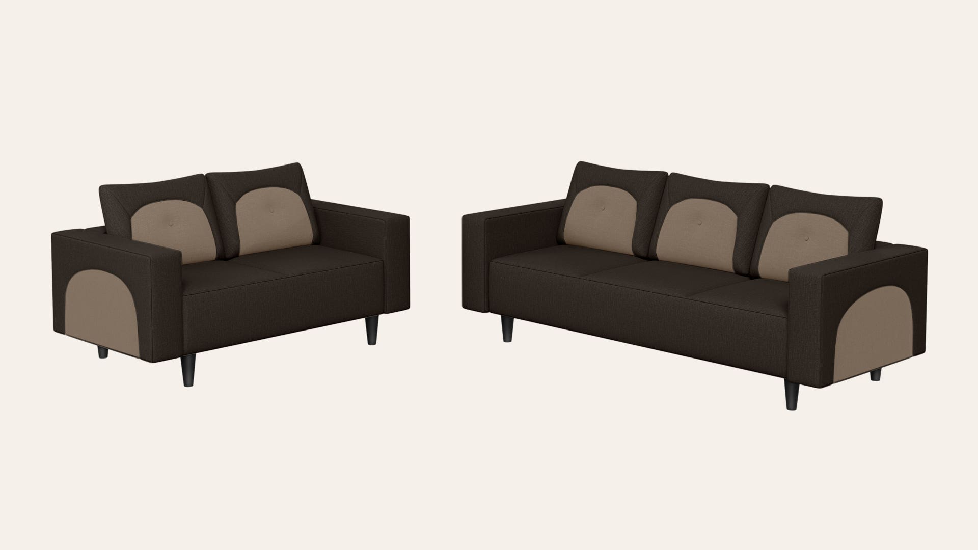 Pangram 5-Seater Fabric Sofa Set (3 Seater + 2 Seater)