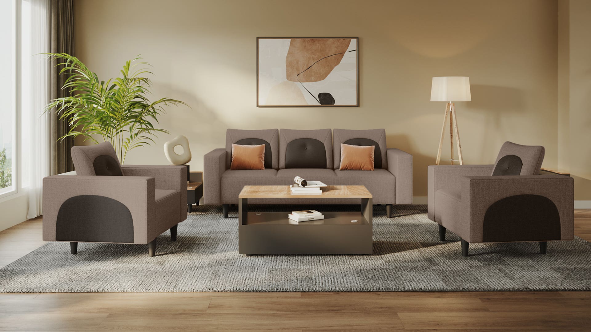 Pangram Fabric Sofa Set