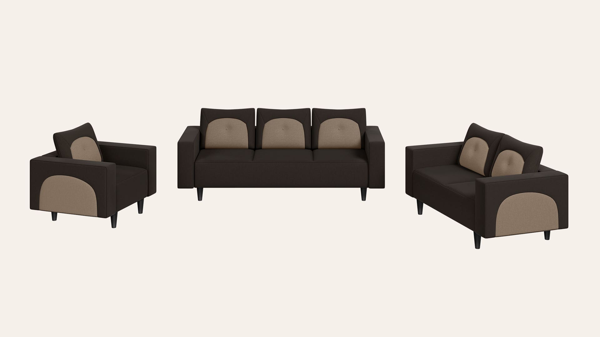 Pangram 6-Seater Fabric Sofa Set (3 Seater + 2 Seater + 1 Seater)