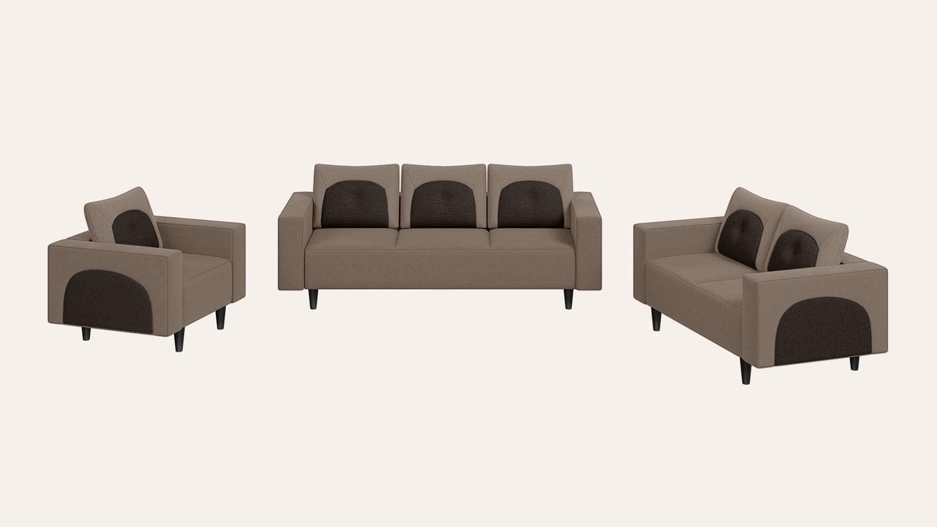 Pangram 6-Seater Fabric Sofa Set (3 Seater + 2 Seater + 1 Seater)