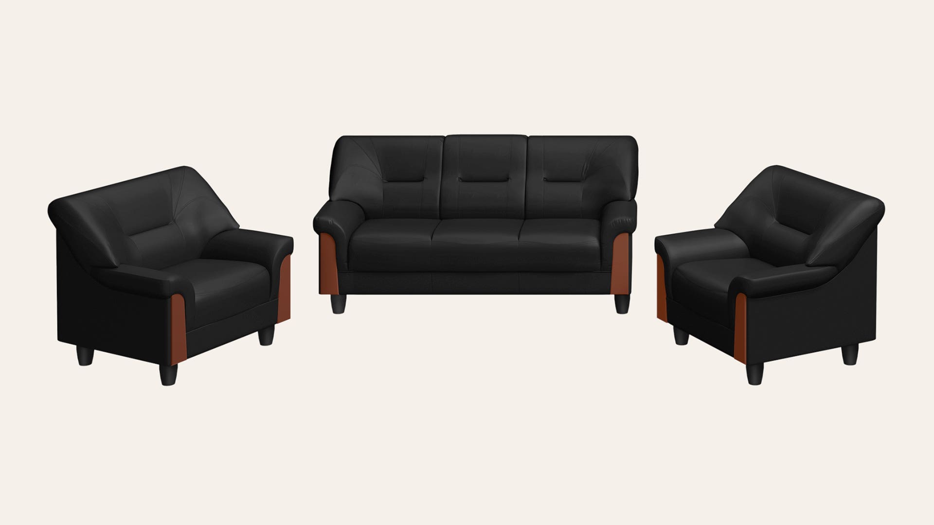 Parto Plus 5-Seater Synthetic Leather Sofa Set (3 Seater + 1 Seater + 1 Seater)