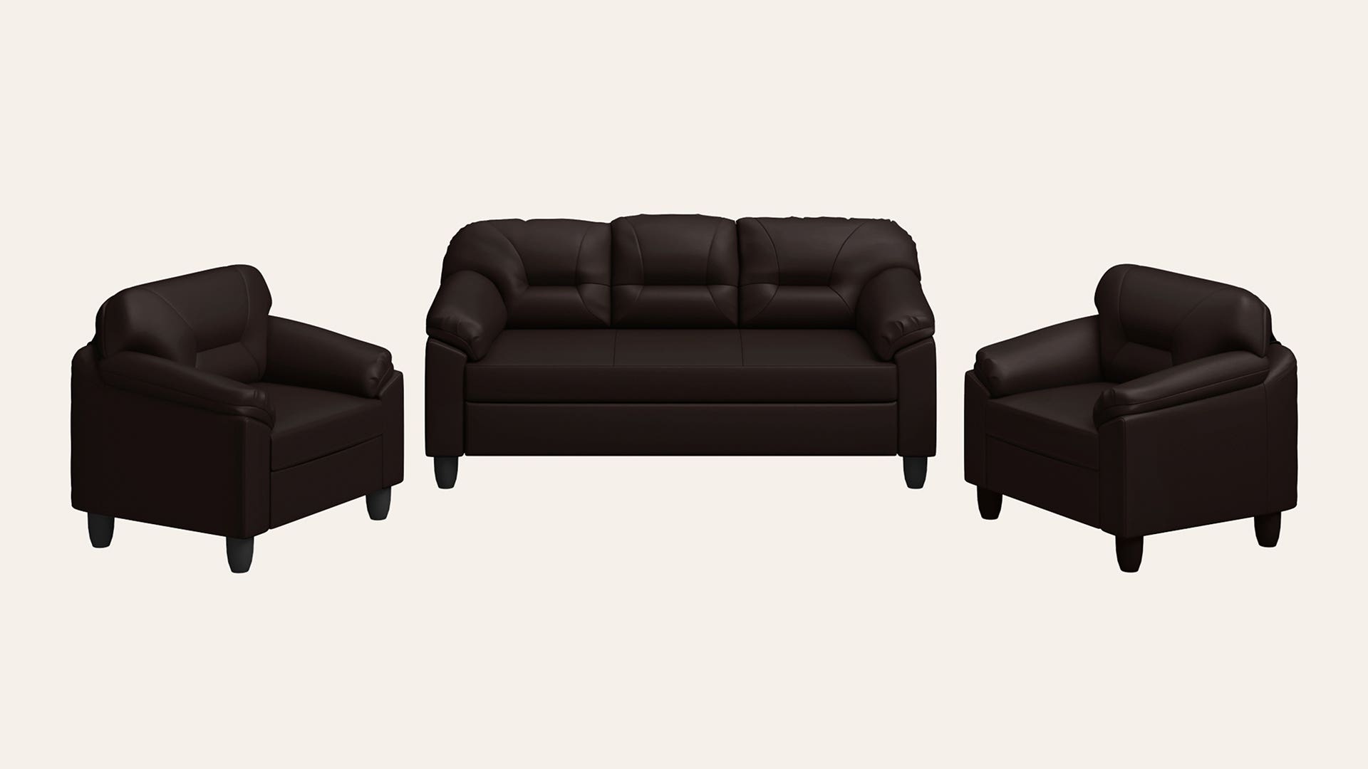 Rejoice 5-Seater Synthetic Leather Sofa Set (3 Seater + 1 Seater + 1 Seater)