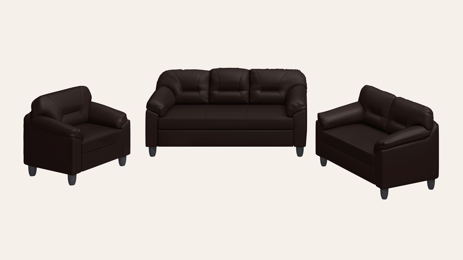 Rejoice 6-Seater Synthetic Leather Sofa Set (3 Seater + 2 Seater + 1 Seater)