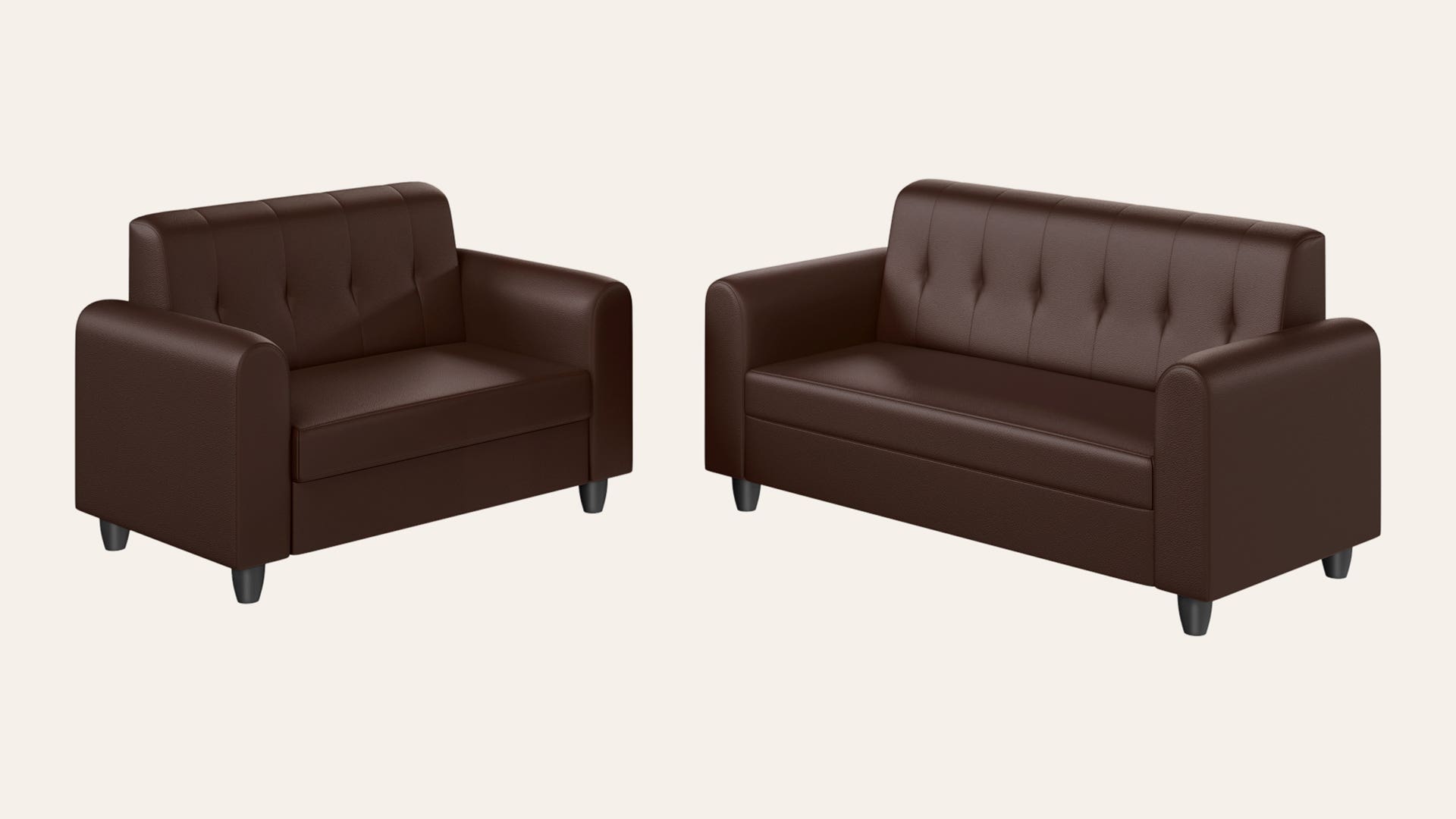 Rewind 5-Seater Synthetic Leather Sofa Set (3 Seater + 2 Seater)