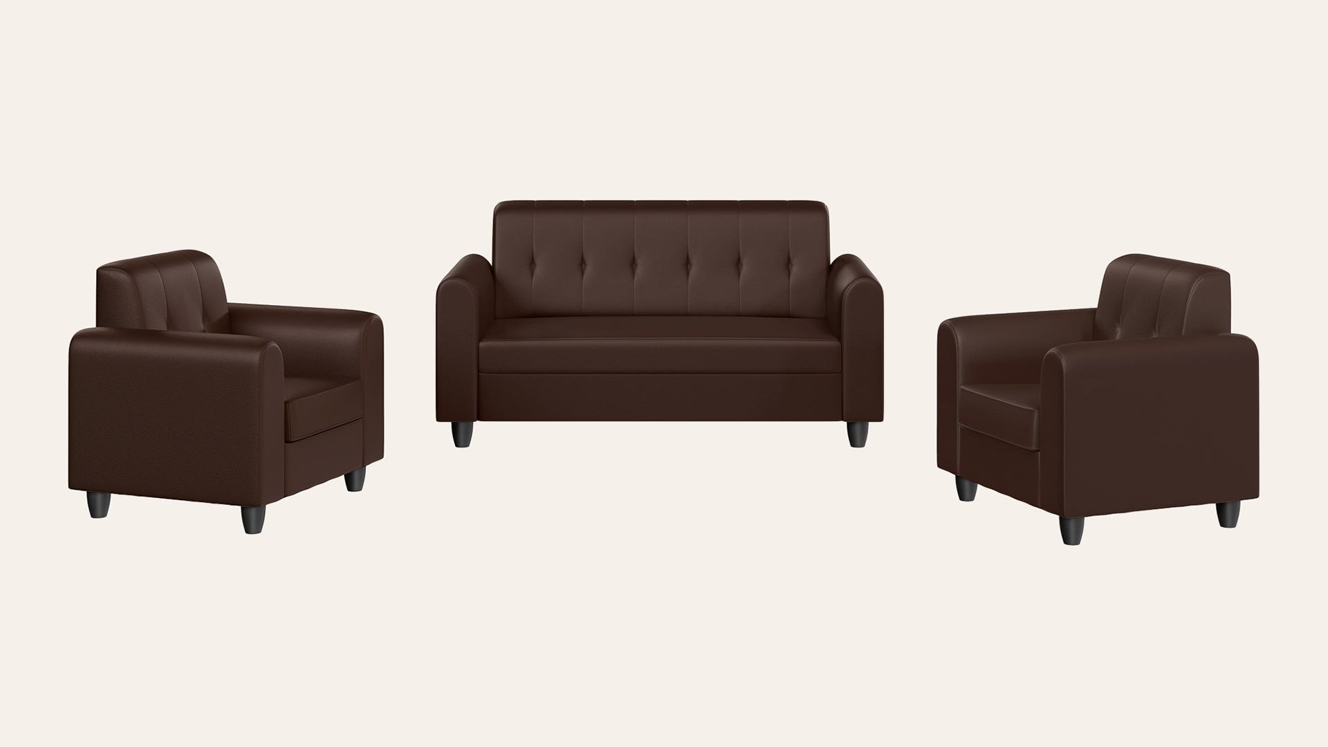 Rewind 5-Seater Synthetic Leather Sofa Set (3 Seater + 1 Seater + 1 Seater)