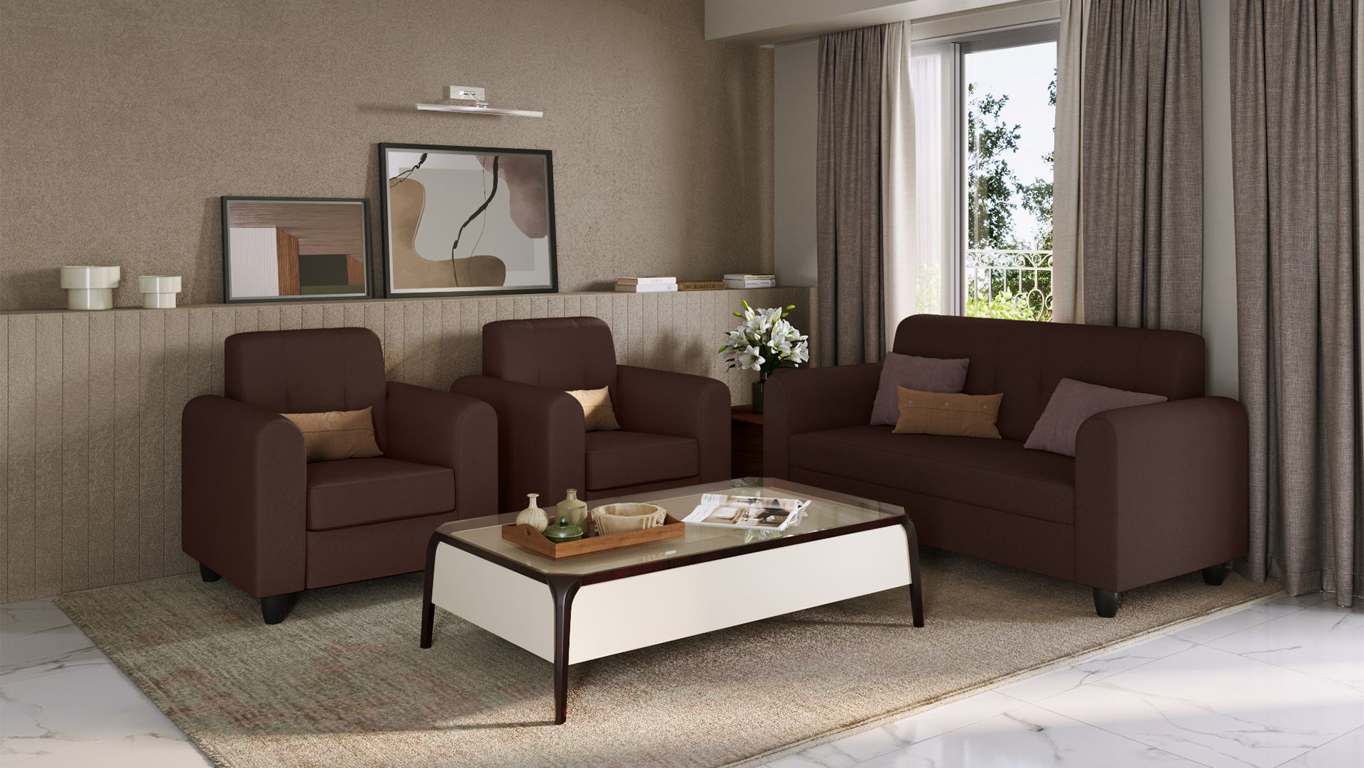 Rewind Fabric Sofa Set 
