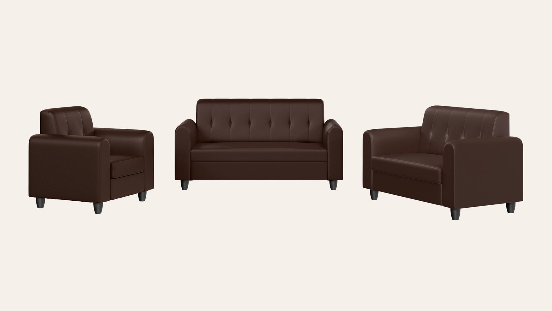 Rewind 6-Seater Synthetic Leather Sofa Set (3 Seater + 2 Seater + 1 Seater)