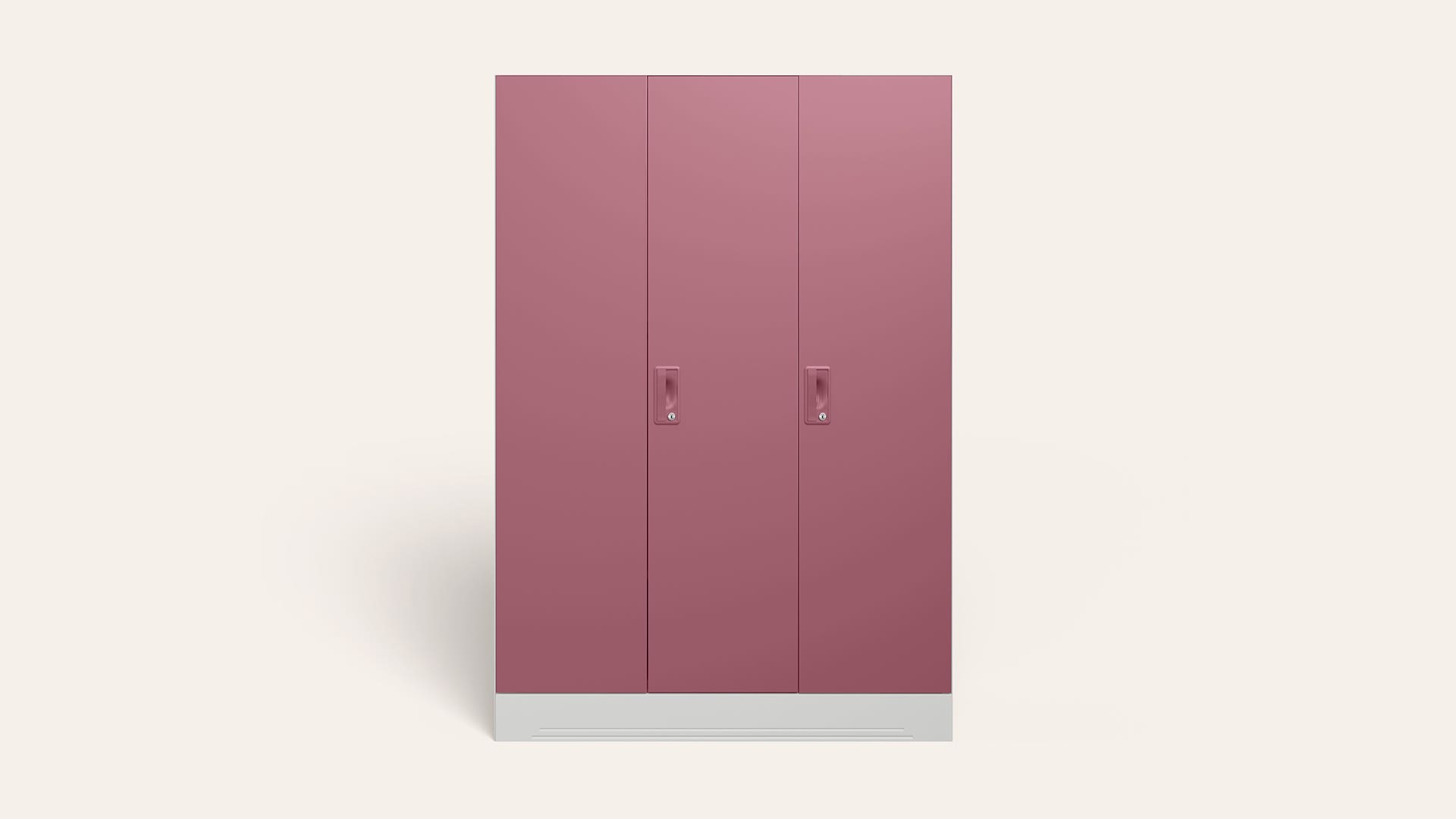 Slimline 3 Door Steel Almirah/Wardrobe (Dusty Rose)