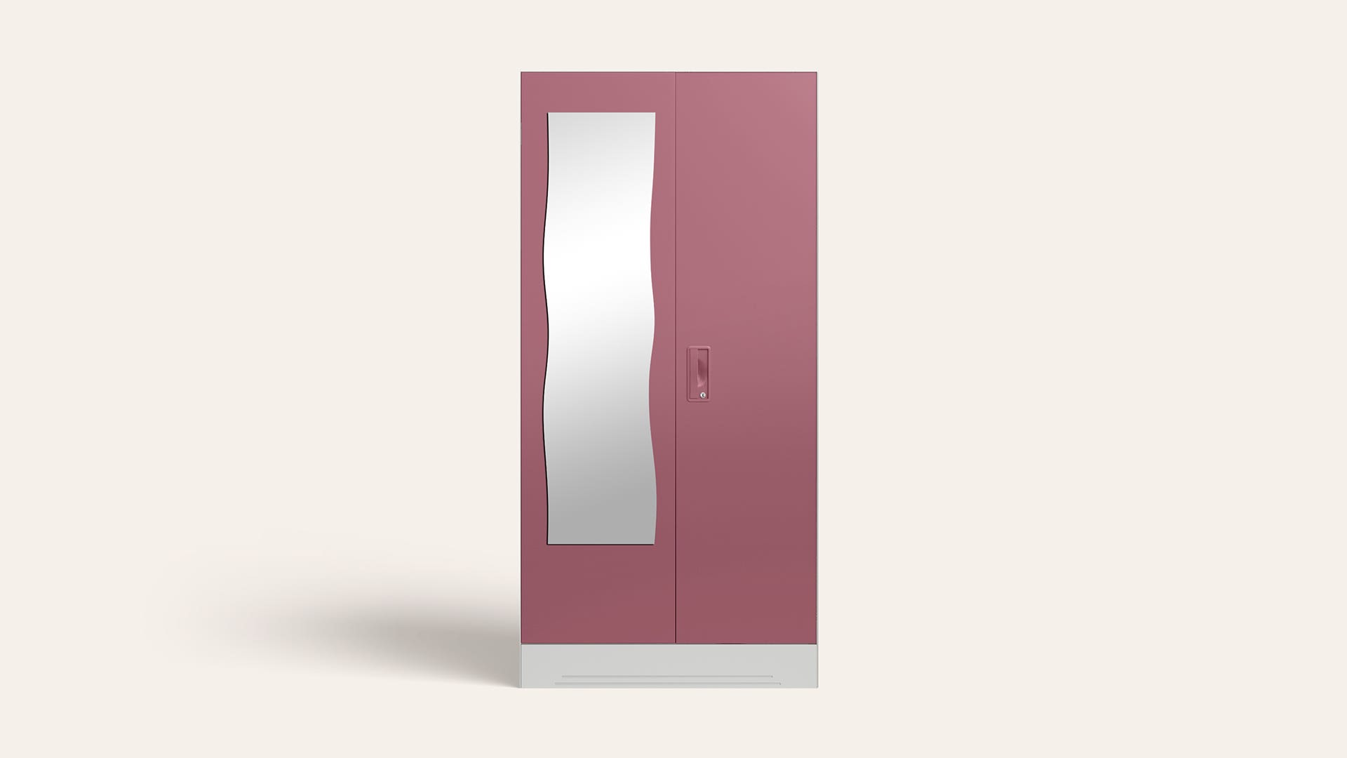 Slimline 2 Door Steel Almirah/Wardrobe with Curvy Mirror (Dusty Rose)