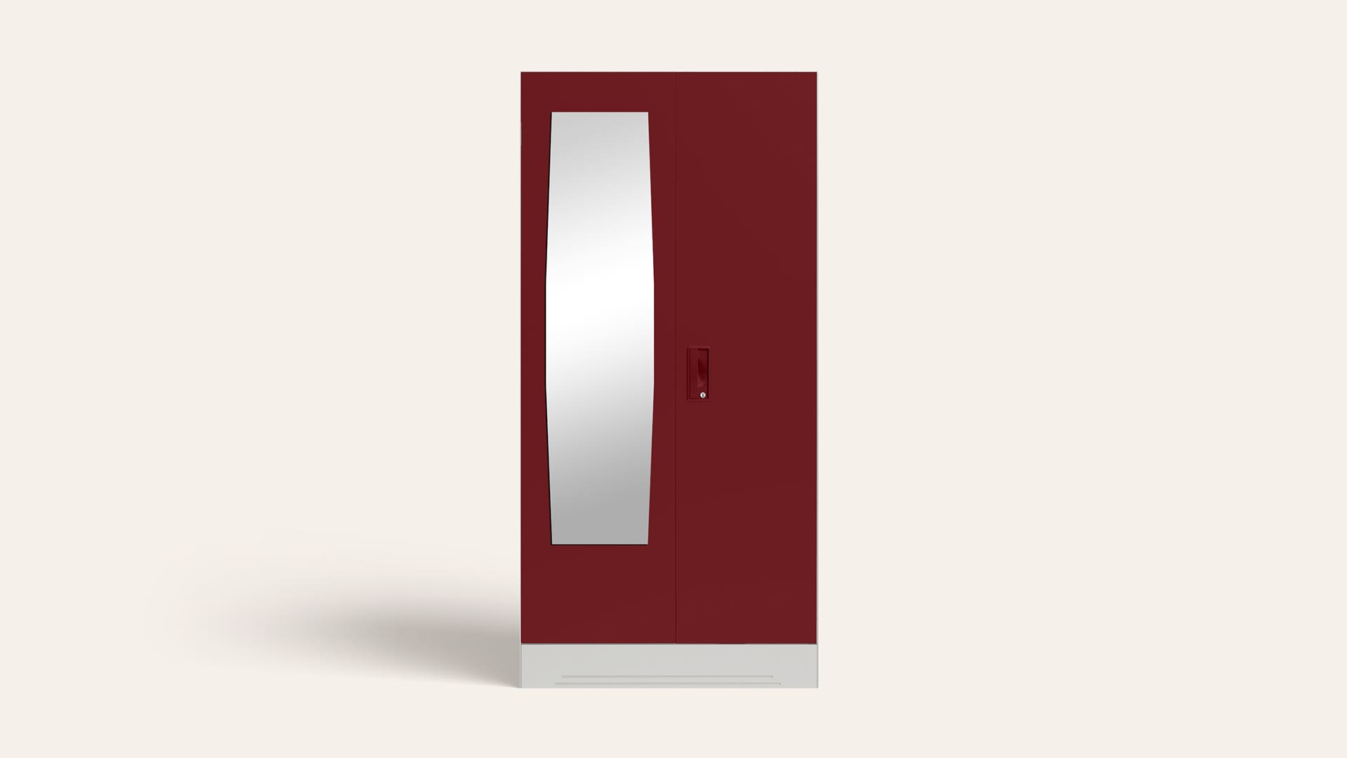 Slimline 2-Door Steel Almirah/Wardrobe with Plain Mirror (Carmine Red)