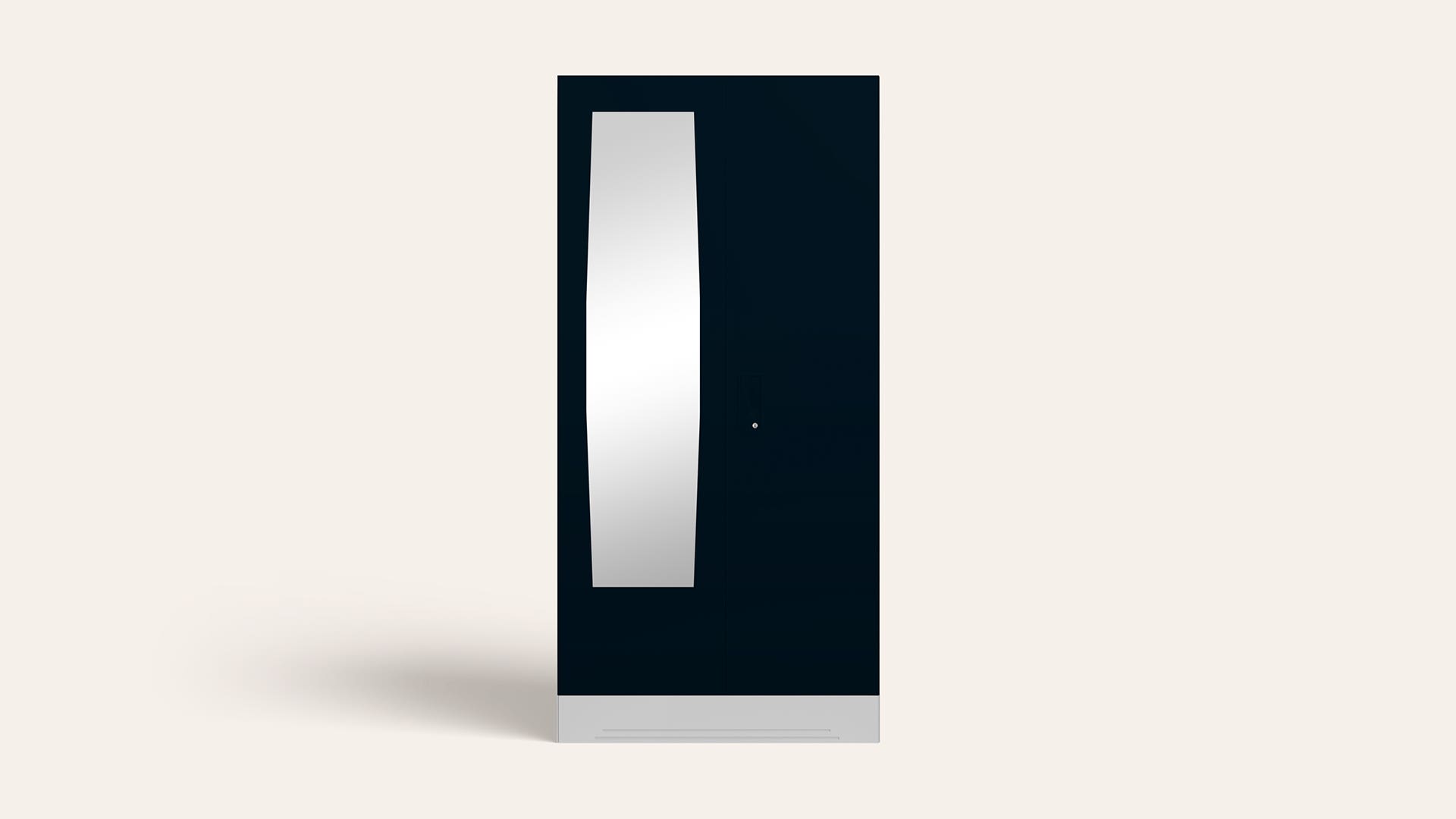 Slimline 2-Door Steel Almirah/Wardrobe with Plain Mirror (Pacific Blue)