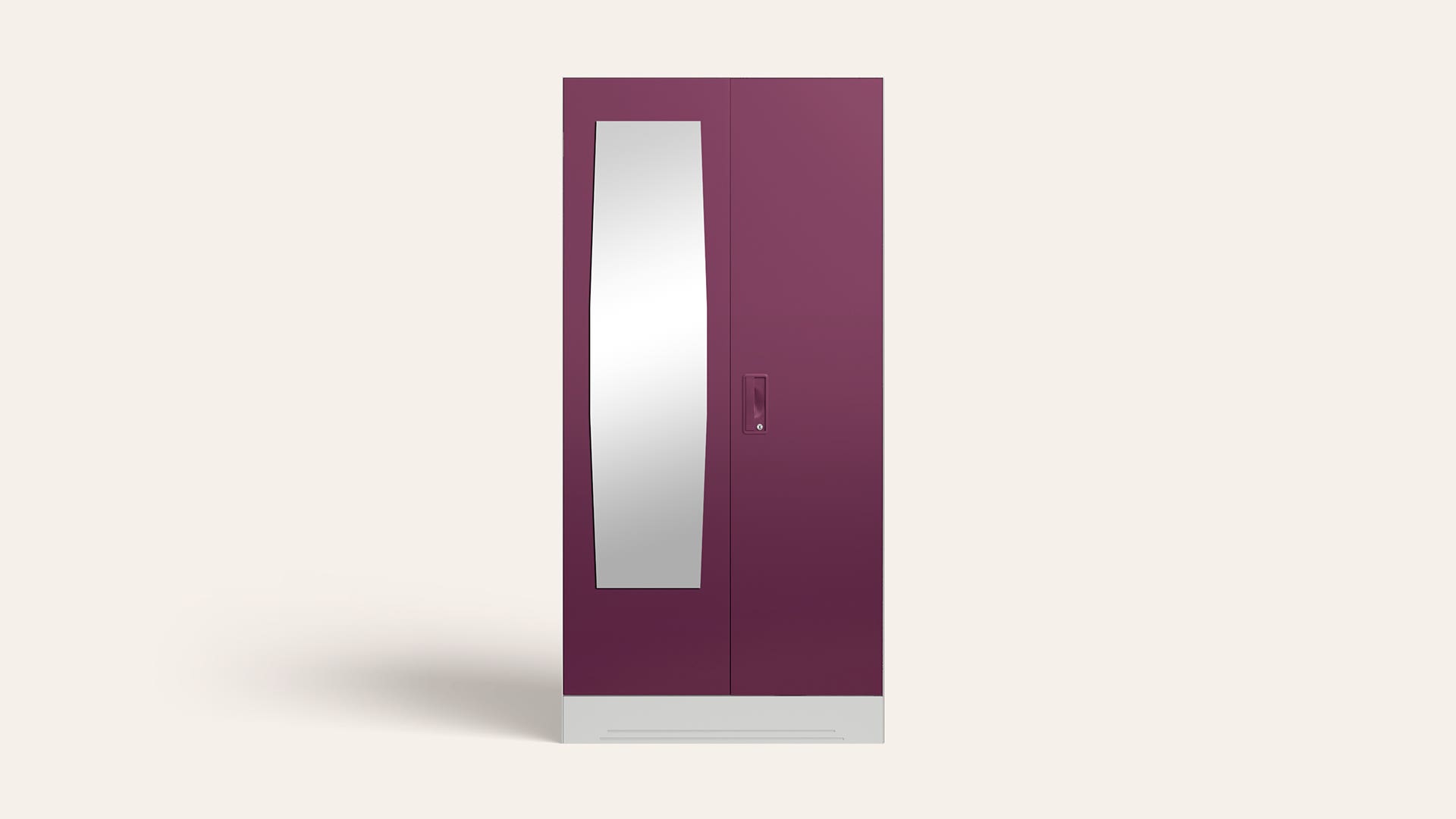 Slimline 2-Door Steel Almirah/Wardrobe with Plain Mirror (Purple)