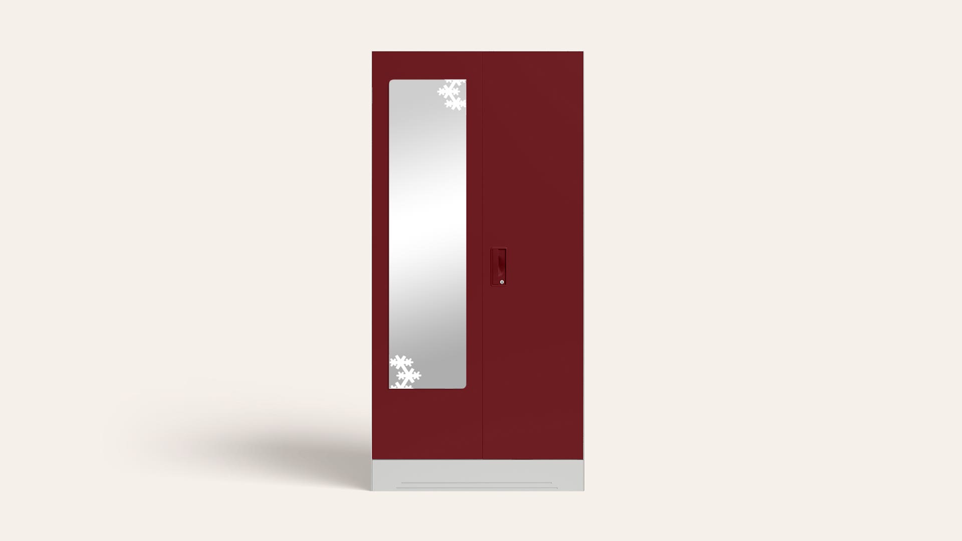Slimline 2-Door Steel Almirah/Wardrobe with Star Mirror (Carmine Red)